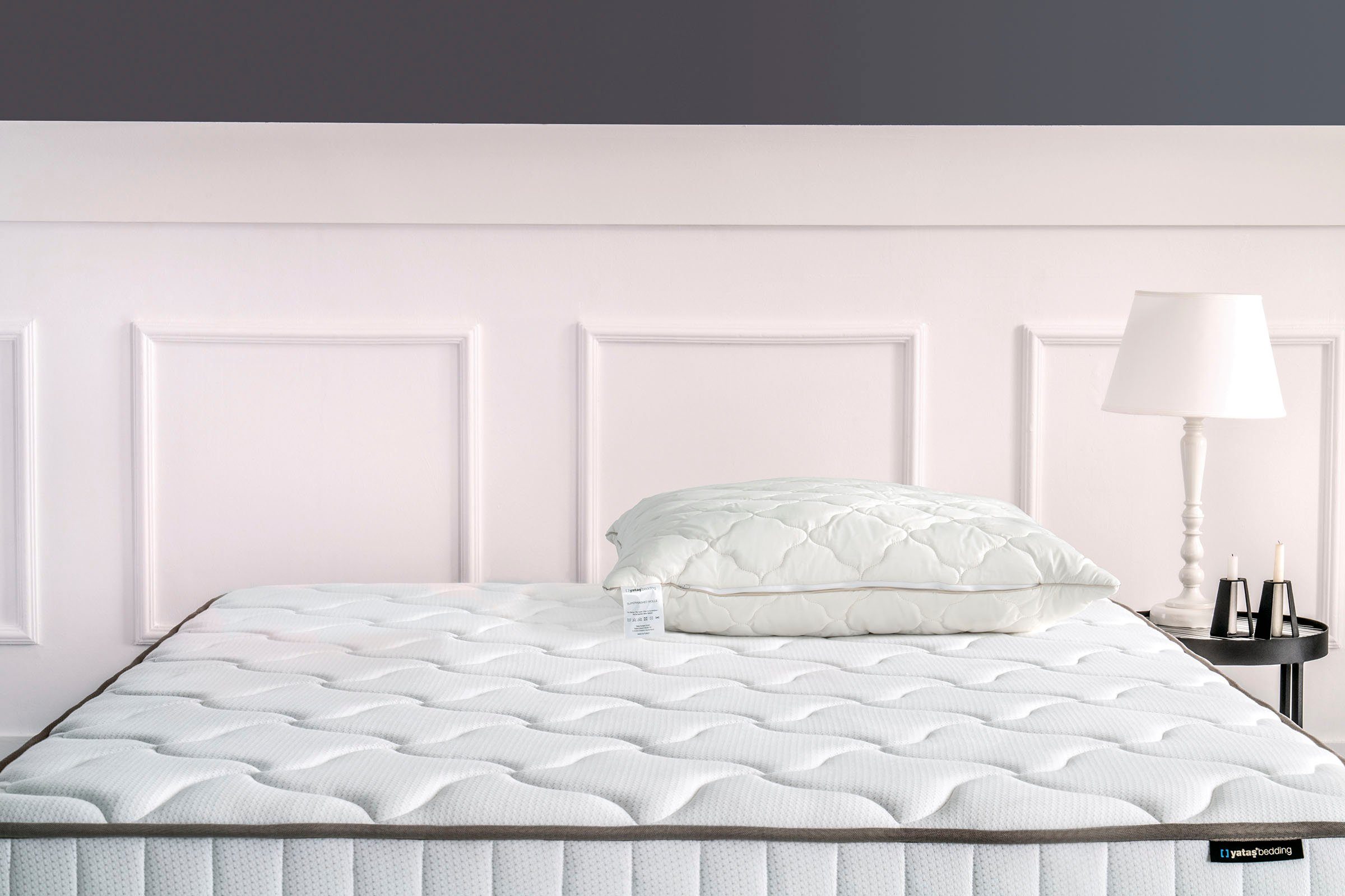 Yatas Bedding Naturhaarkissen Superwashed Wolle, Kopfkissen 40x80, 80x80 cm, Seitenschläfer, Bauchschläfer, Rückenschläfer, allergiker geeignet (Hausstauballergiker)