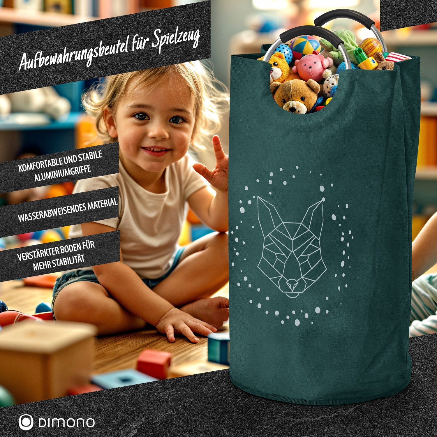 Dimono Flaschensammler Dimono Flaschensammler – Faltbarer Pfandbehälter & Leergutkorb (Leergut-Korb & Spielzeugbeutel, Faltbarer Haushalts-Organizer), Recycling Pfandbehälter