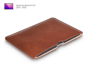 PURE Leather Studio Laptop-Hülle 16" MacBook Lederhülle AVIOR Cognac 41,05 cm (16,2 Zoll), Laptop-Hülle für Apple MacBook Pro 16 Zoll Zoll Sleeve Cover Case
