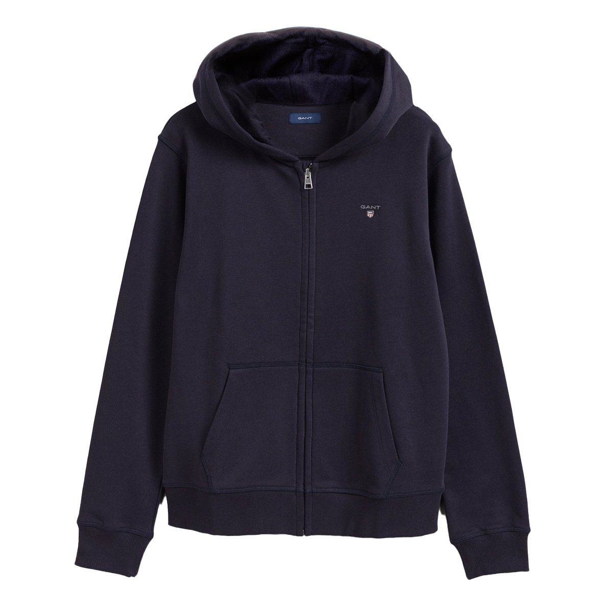 Gant Kapuzenpullover Kapuzenpullover Unisex gerippt 906844 Blau(433) Saum Zip Full Ho und Kinder Ärmelbündchen