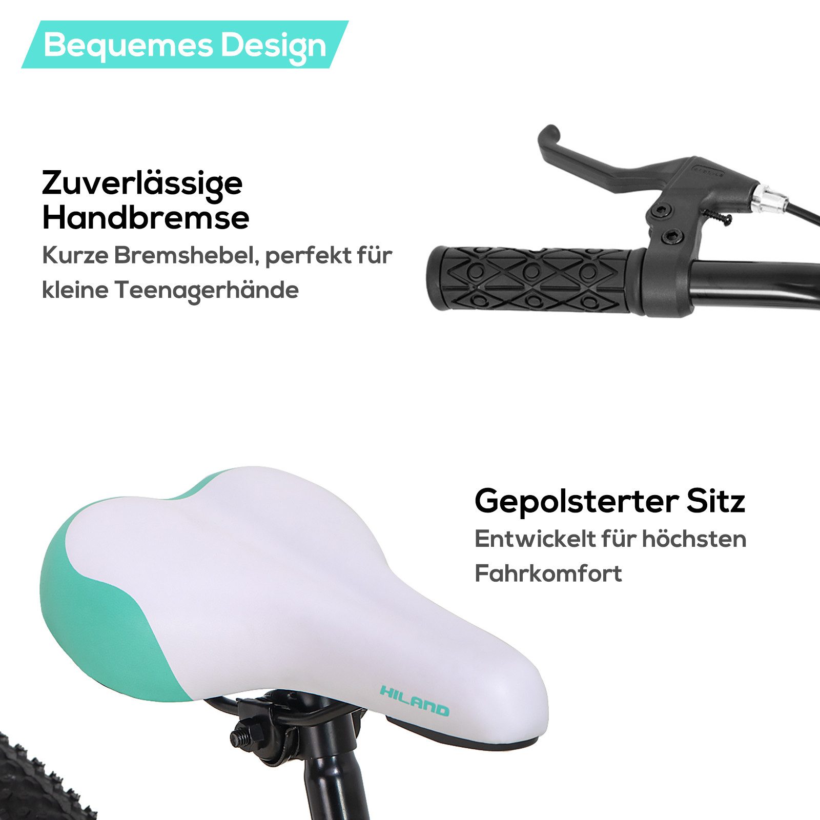 HILAND Kinderfahrrad 20 Zoll Mountainbike für Kinder,Jungen und Mädchen,Geschenk für Kinder, Hochwertiger Rahmen, Doppel-V-Bremse, Singlespeed, Weiches Sitzkissen