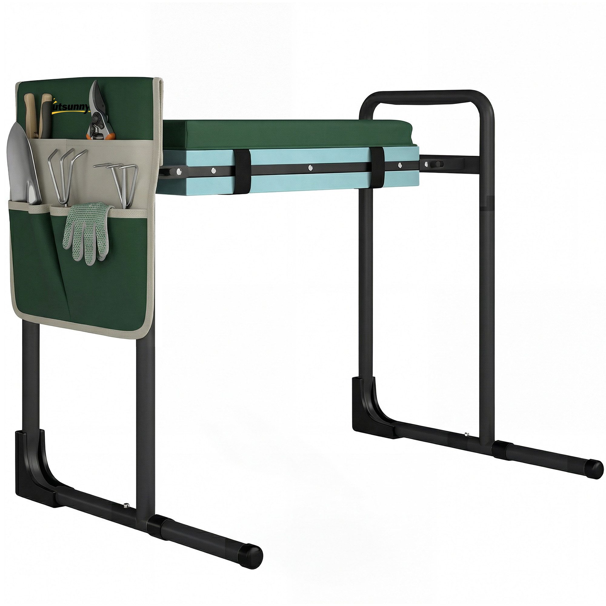 Outsunny Arbeitshocker Kniebank Gartenarbeit (Gartenhocker, 1 St., Kniehilfe), klappbar, mit Werkzeugtasche, Kniekomfort