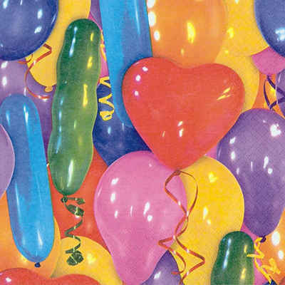 Linoows Papierserviette 20 Servietten Kinderfeier, Tausend Bunte Luftballons, (Packung), Motiv Kinderfeier, Tausend Bunte Luftballons