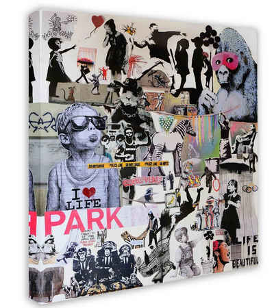 Leinwando Gemälde Banksy bilder Collage XXL / Leinwandbild Wandbild street art beste Kunst /fertig zum Aufhängen