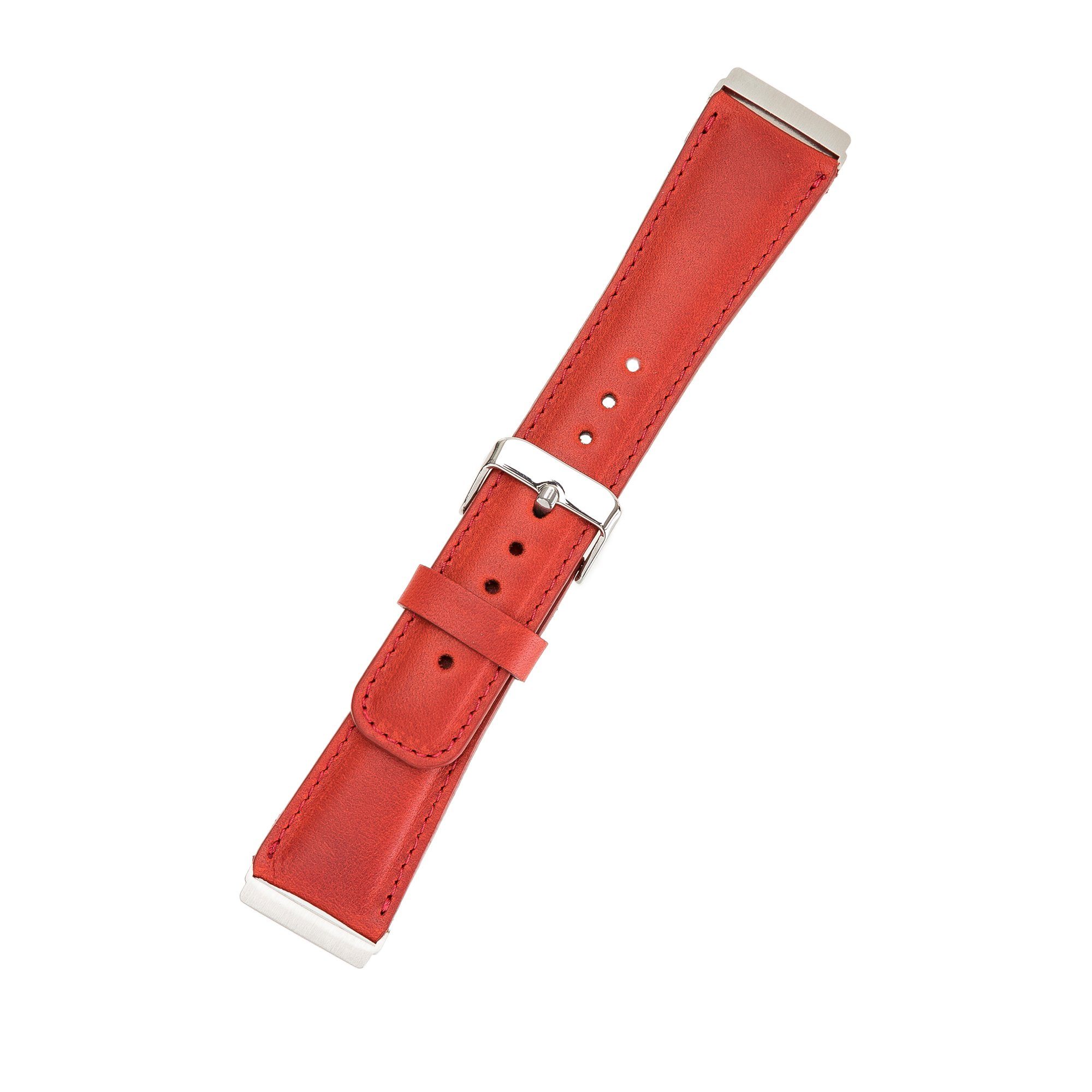 2 Smartwatch-Armband 4 / Leather 3 Echtes Versa Armband Sense Fitbit Renna Leder Ersatzarmband / ROT &