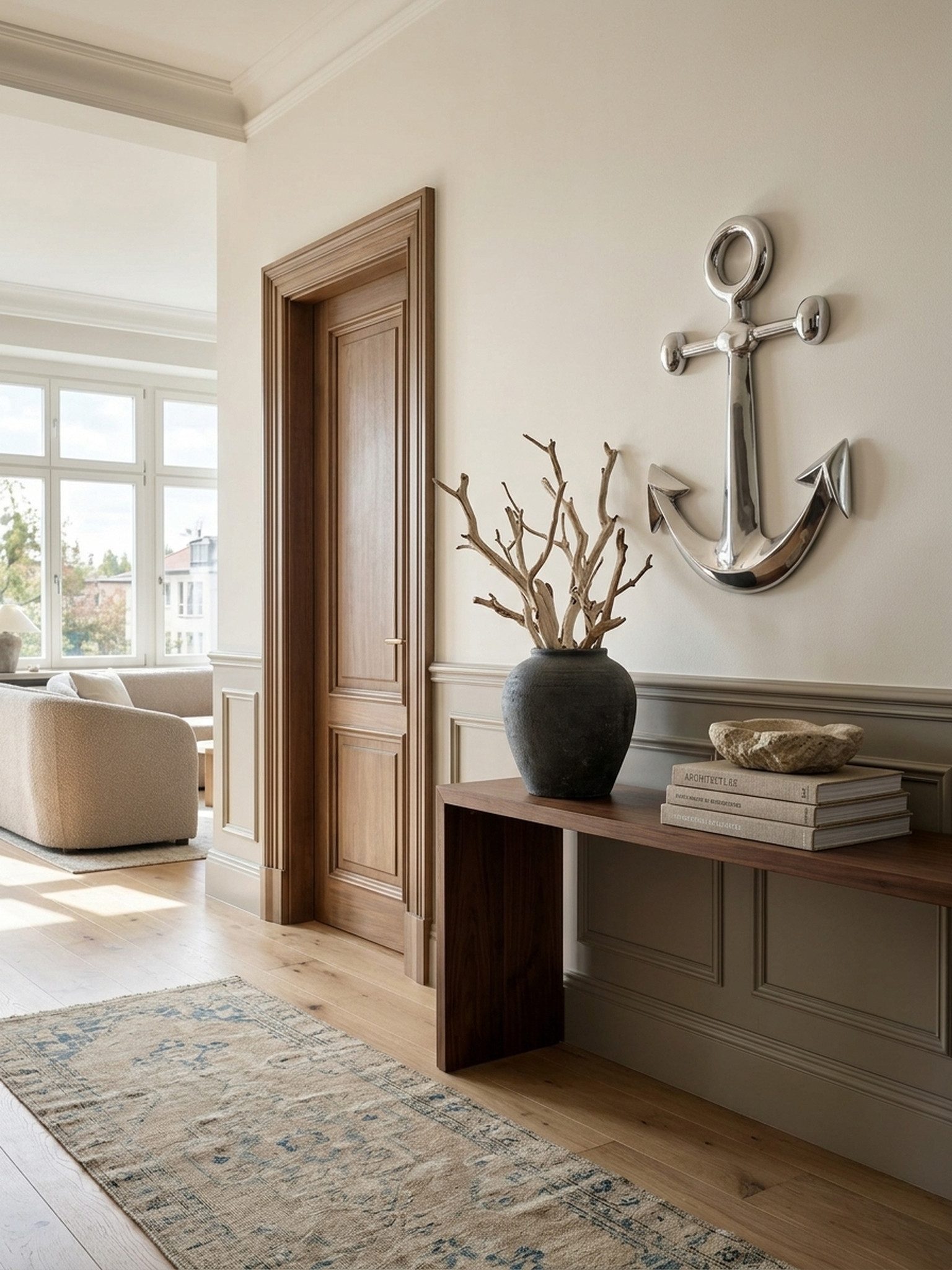 KADIMA DESIGN Wanddekoobjekt Dekofigur ANKER Aluminium Dekoration poliert 62 (5 cm Statue Skulptur groß Alu einzeln modern XXL Maritim)