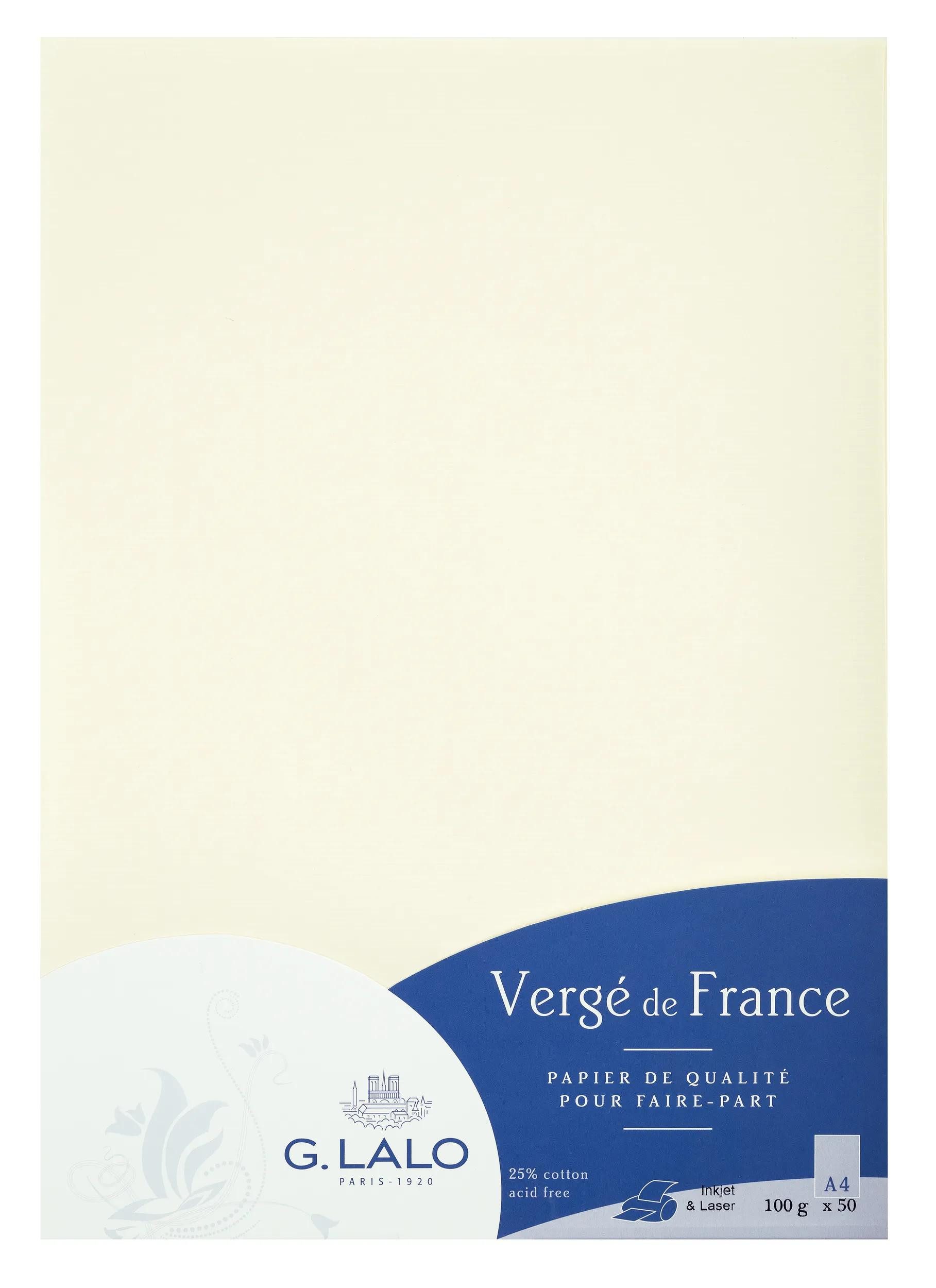 G.Lalo Briefpapier 4x Packung 50 Bl Vergé-Papier, A4, 100g, Vergé de France Weiß 47200L, LALO