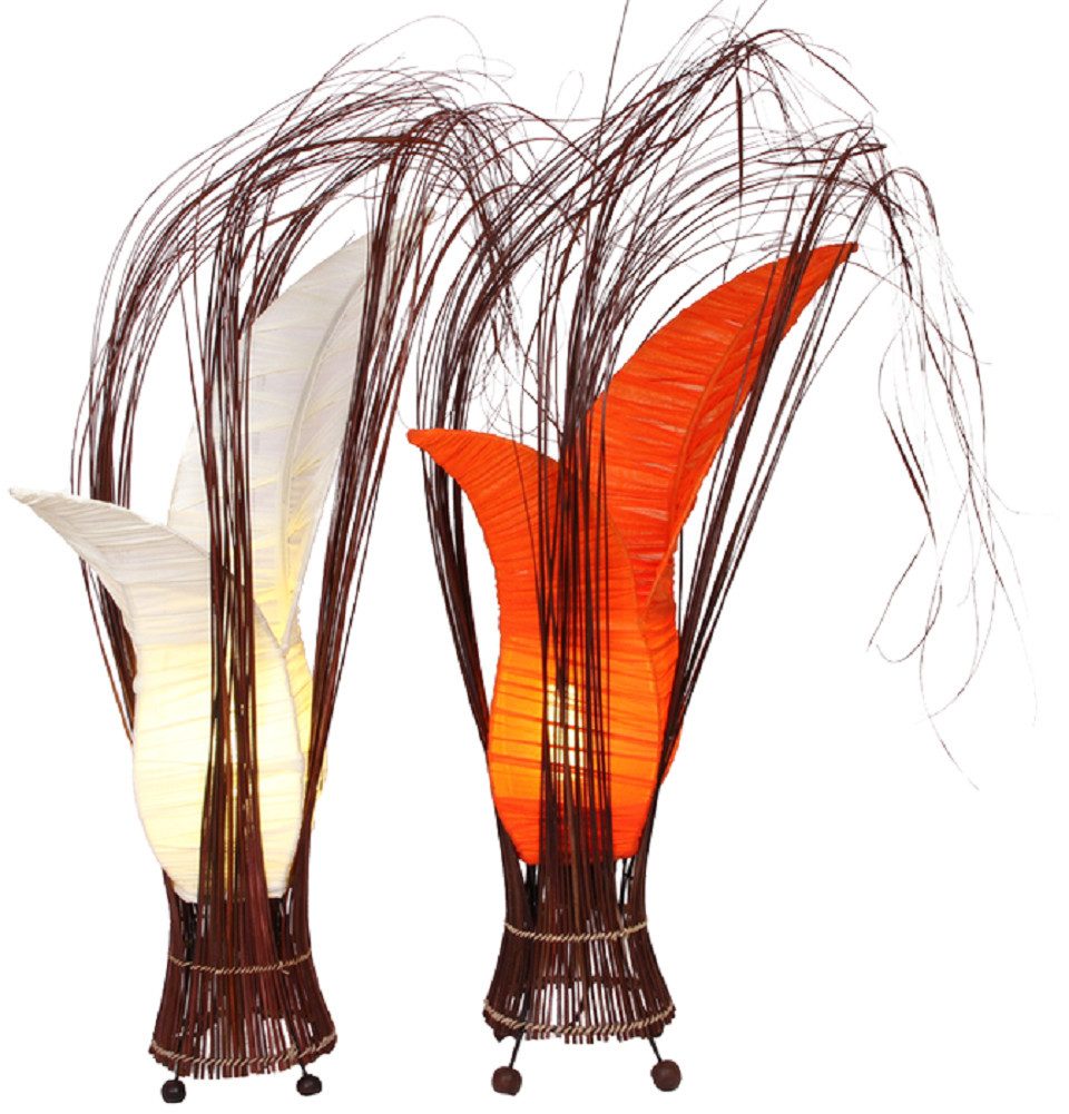 WORU Tischleuchte Tischlampe Bunga Stoff Metall 50 cm Creme oder Orange