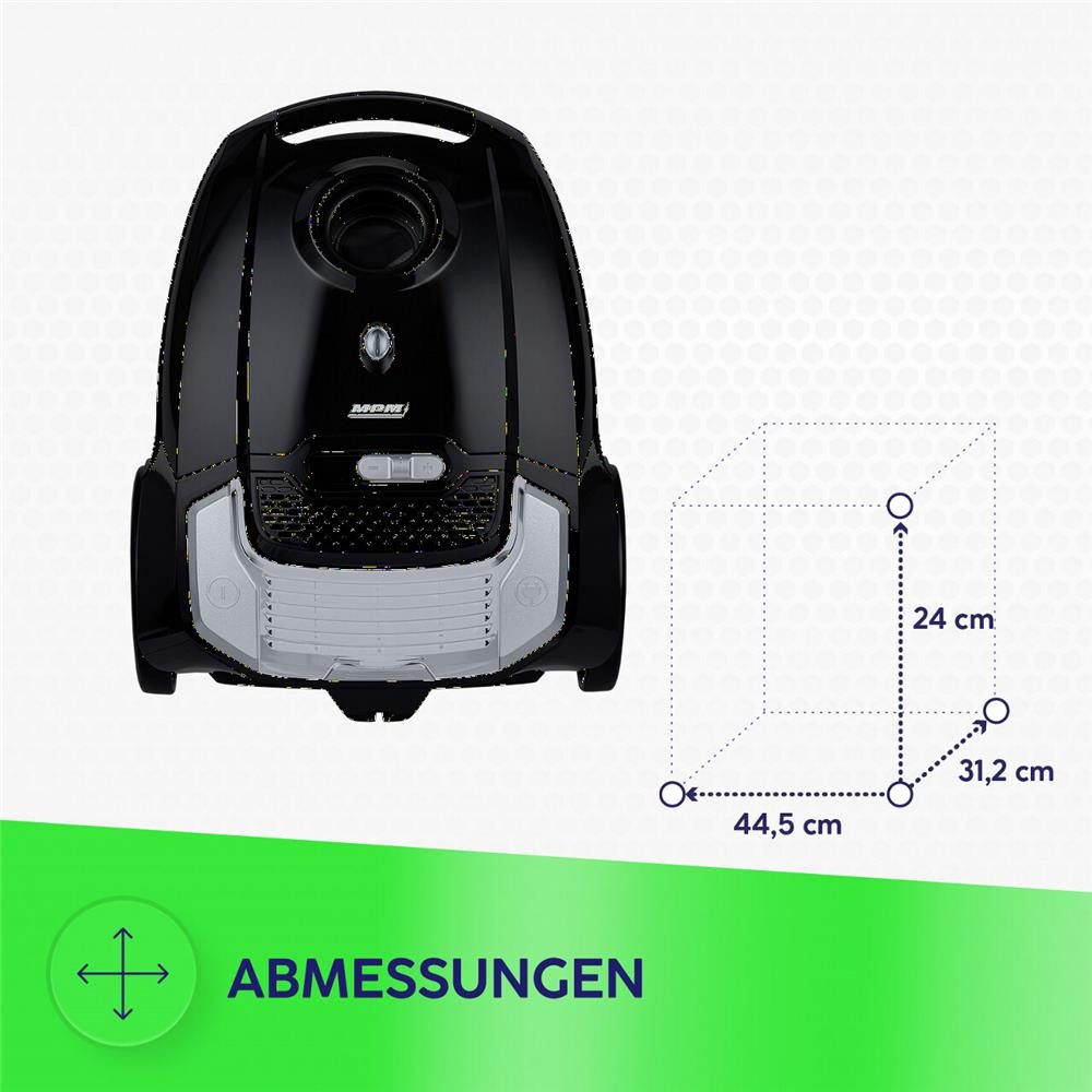 MPM Bodenstaubsauger MPM MOD-54 Beutelstaubsauger 3,5 l HEPA 13 leise, 3,5-l-Staubbeutel, HEPA 13, Saugkraftregelung