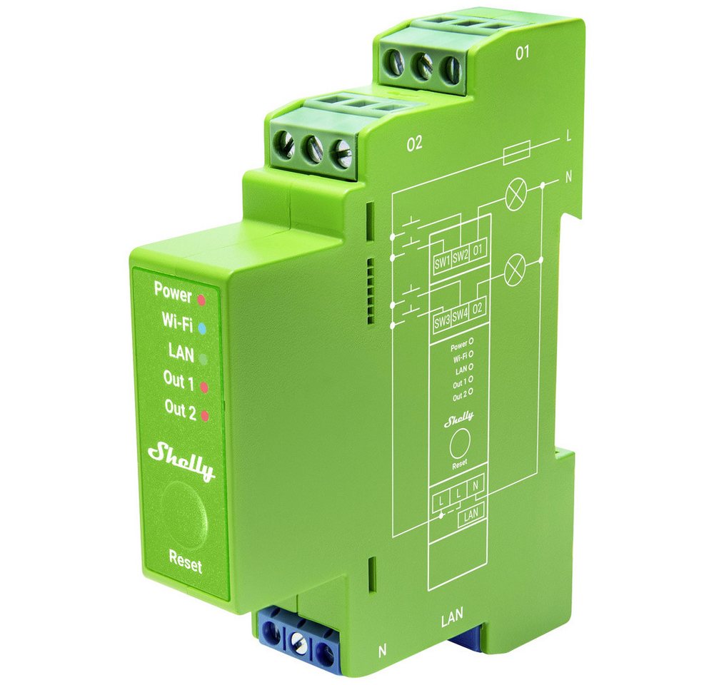 Thumbnail - Shelly Shelly Shelly Pro Dimmer 2PM Hutschienenrelais Bluetooth, Wi-Fi Smart-Home-Zubehör
