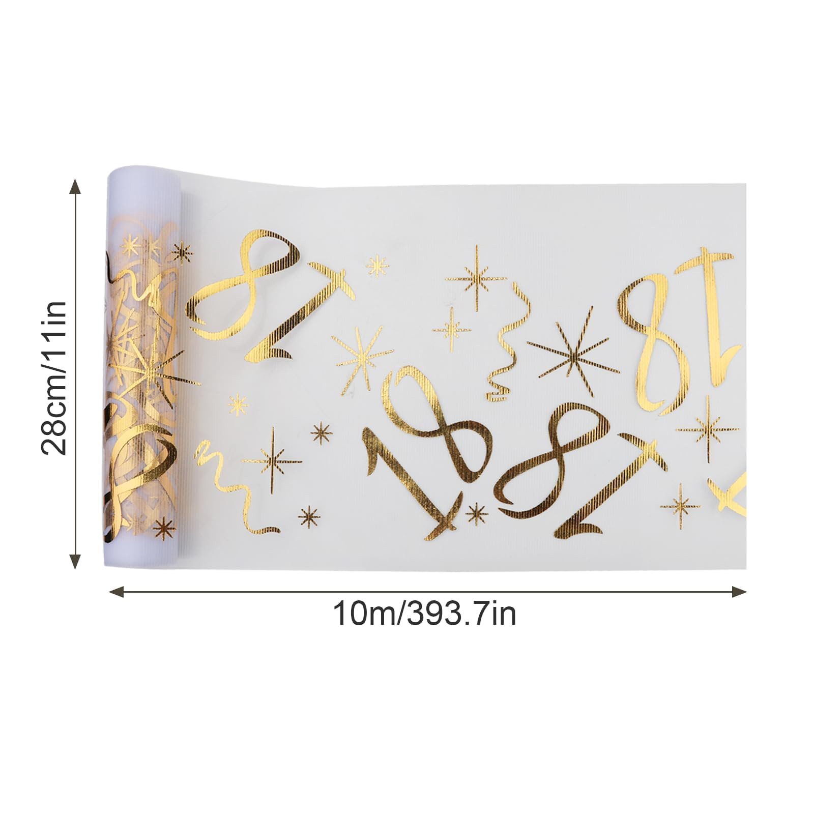 FOUORTUNATE-BEE Tischläufer Tischläufer Tischdeko Geburtstag Zuschneidbar Tischläufer Gold (Männer und Frauen für Geburtstagsparty Jubiläumsfeier, 28 cm x 10 m)