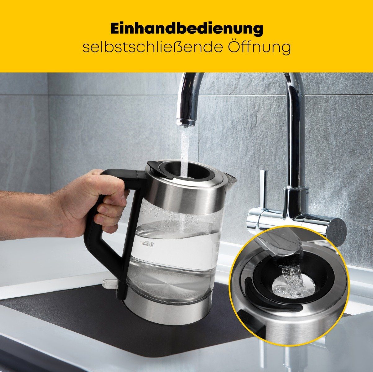 ProfiCook Wasserkocher PC-WKS 1190 G, Wasserkocher mit bunter Beleuchtung 1,7L Füllmenge – Bild 4 von 5