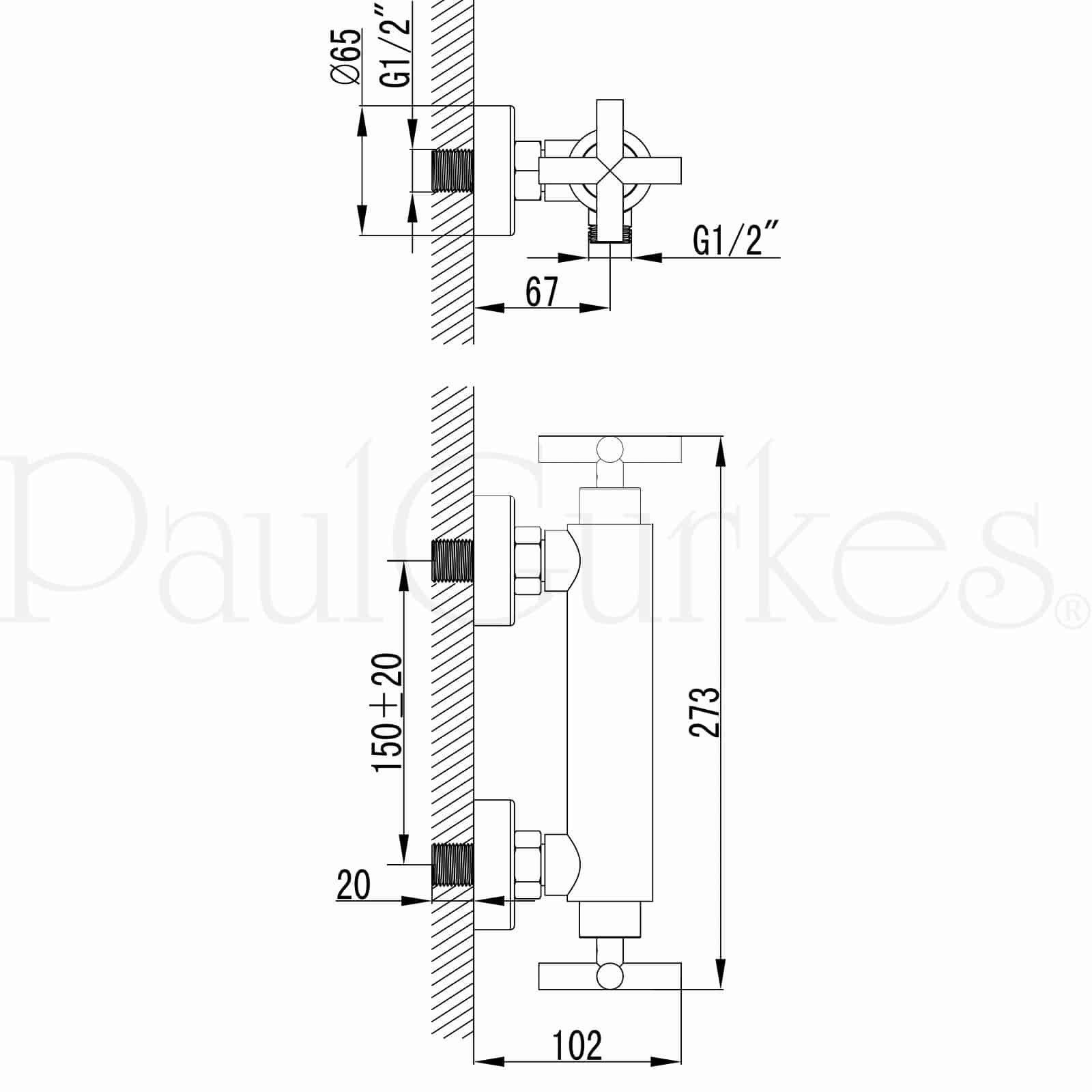 PaulGurkes Duscharmatur PGSETKAUF PaulGurkes Aufputz Duschset mit Duschstange und Mischbatterie