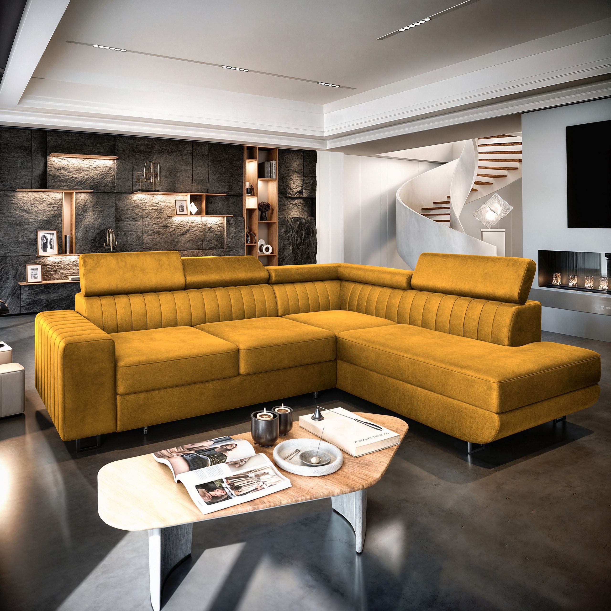 Masseno Ecksofa NOLA mit Schlaffunktion L-Form, Sofa mit Bettkasten günstig online kaufen