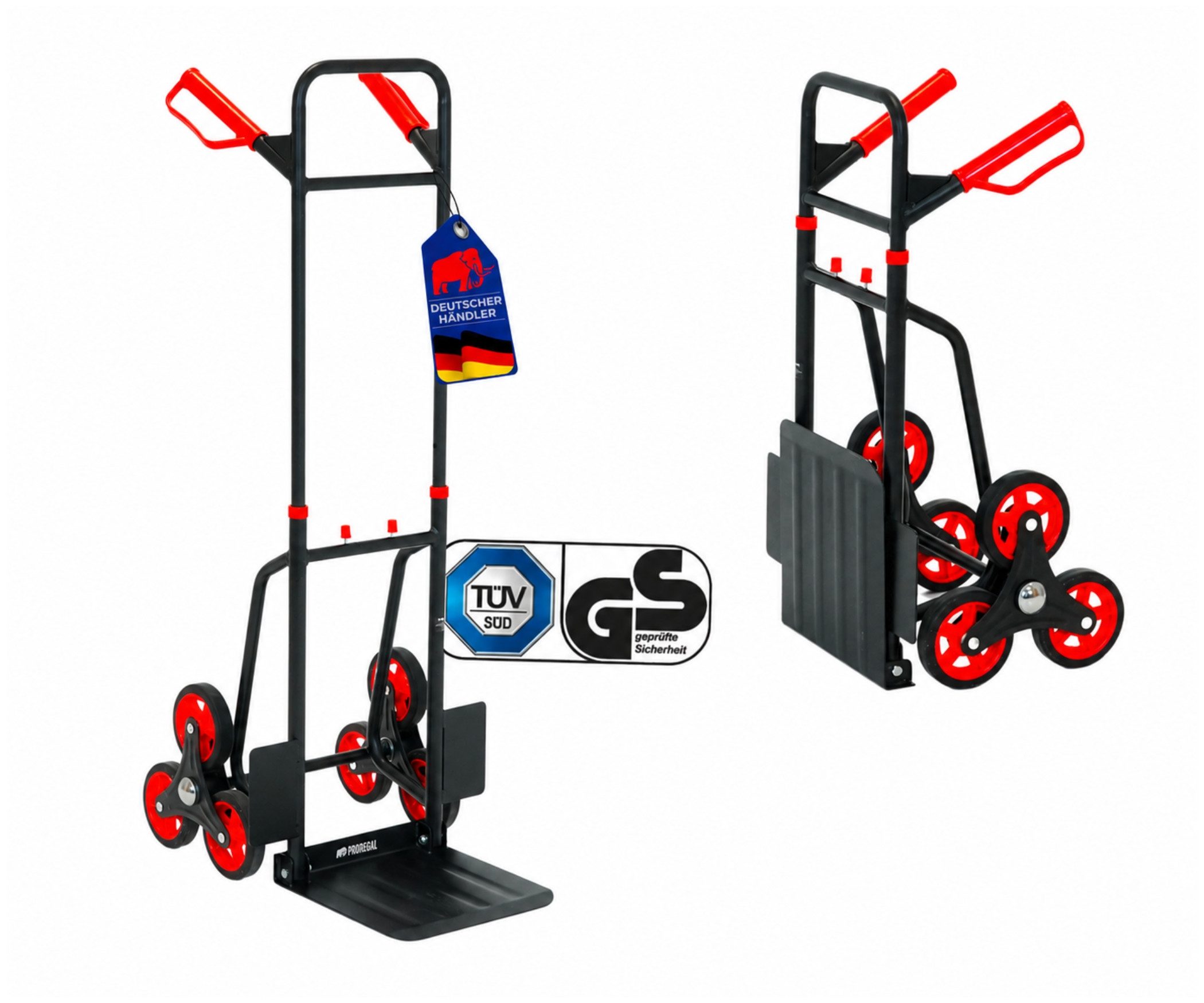 PROREGAL® Treppensackkarre TAURUS Traglast 150-250kg Stahlrahmen ergonomische Griffe