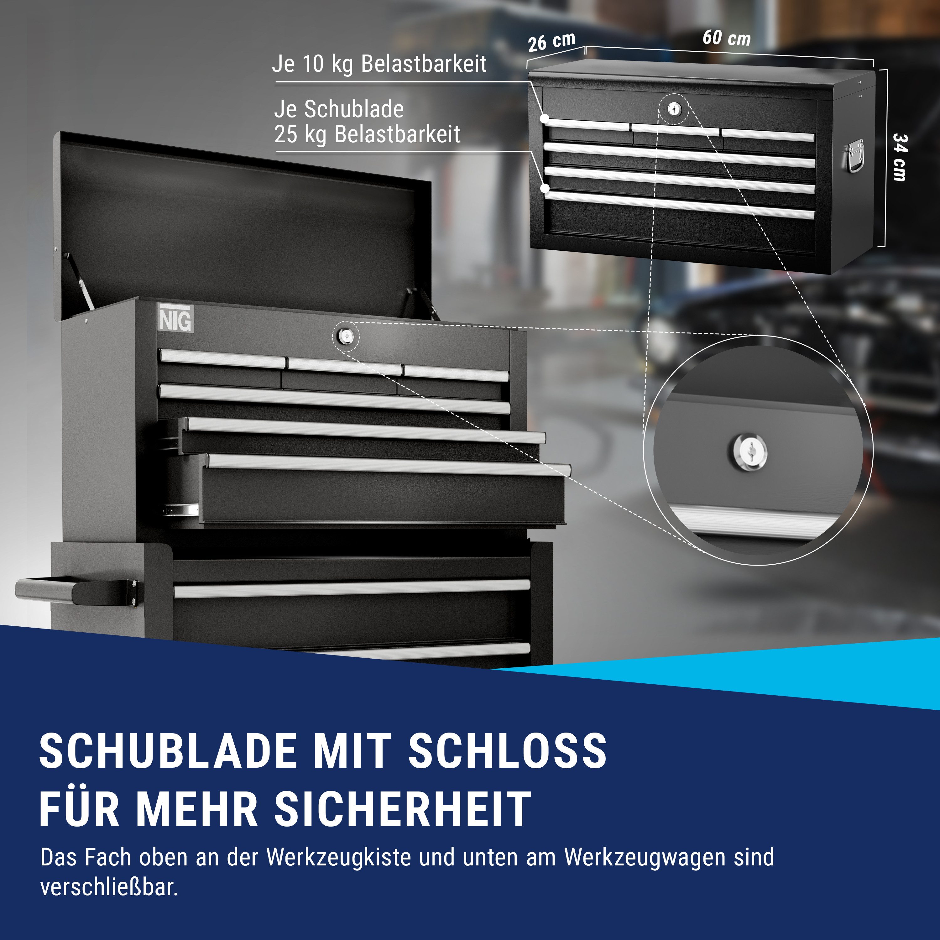 NTG Nutzfahrzeug Technik GmbH Werkstattwagen NTG Werkzeugwagen mit Werkzeugkiste OHNE Werkzeug – Bild 5 von 5