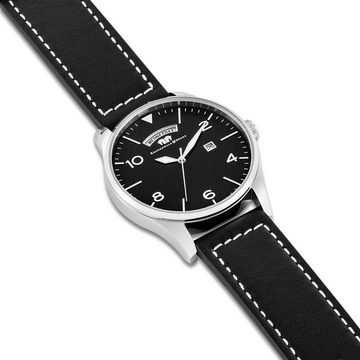 Rhodenwald & Söhne Quarzuhr Vintage schwarz, Armband aus Echtleder