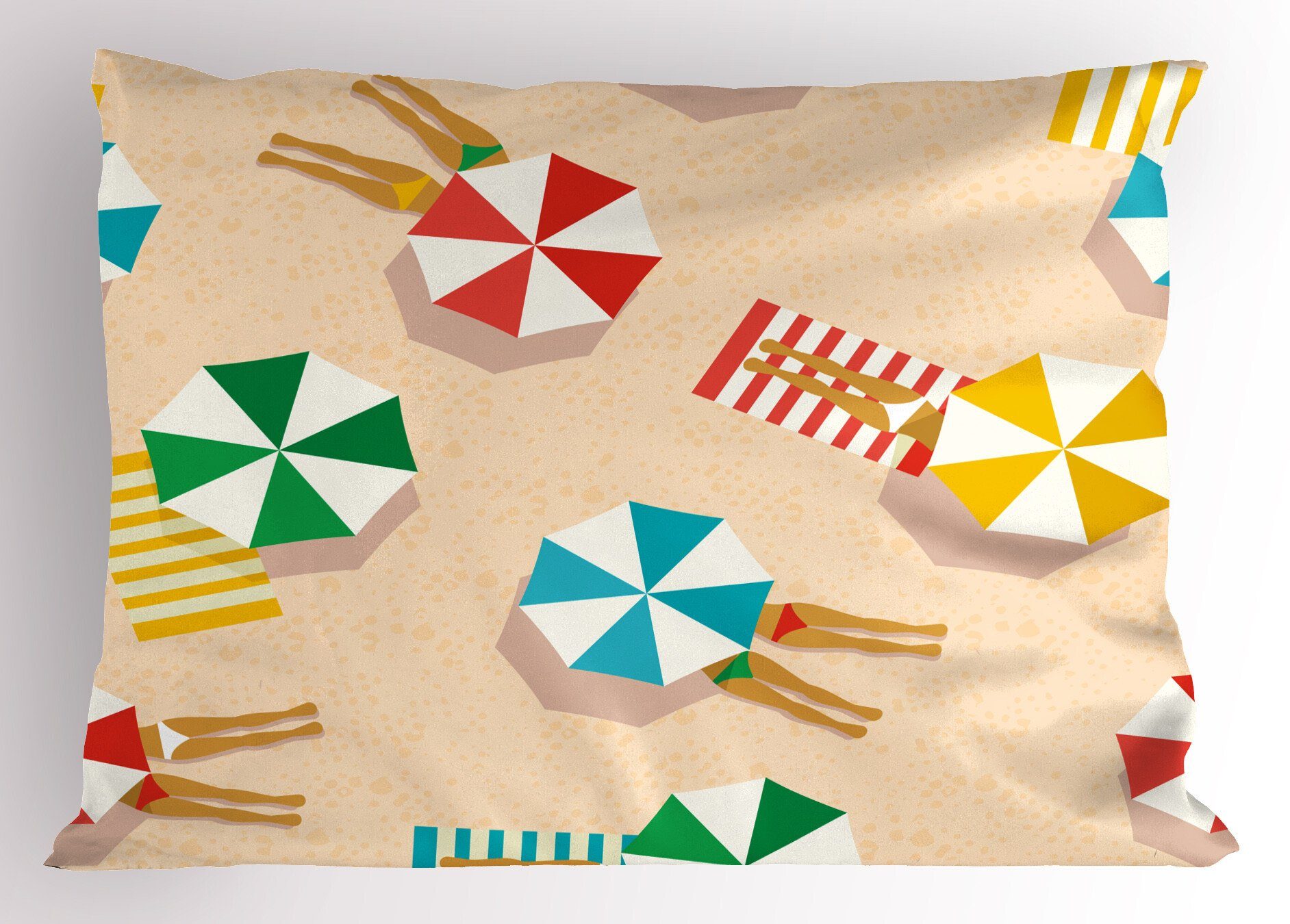 Kissenbezüge Dekorativer (1 Size Kissenbezug, Abakuhaus Handtücher King Stück), Gedruckter Sonnenschirme Grafik-Strand Beine Standard