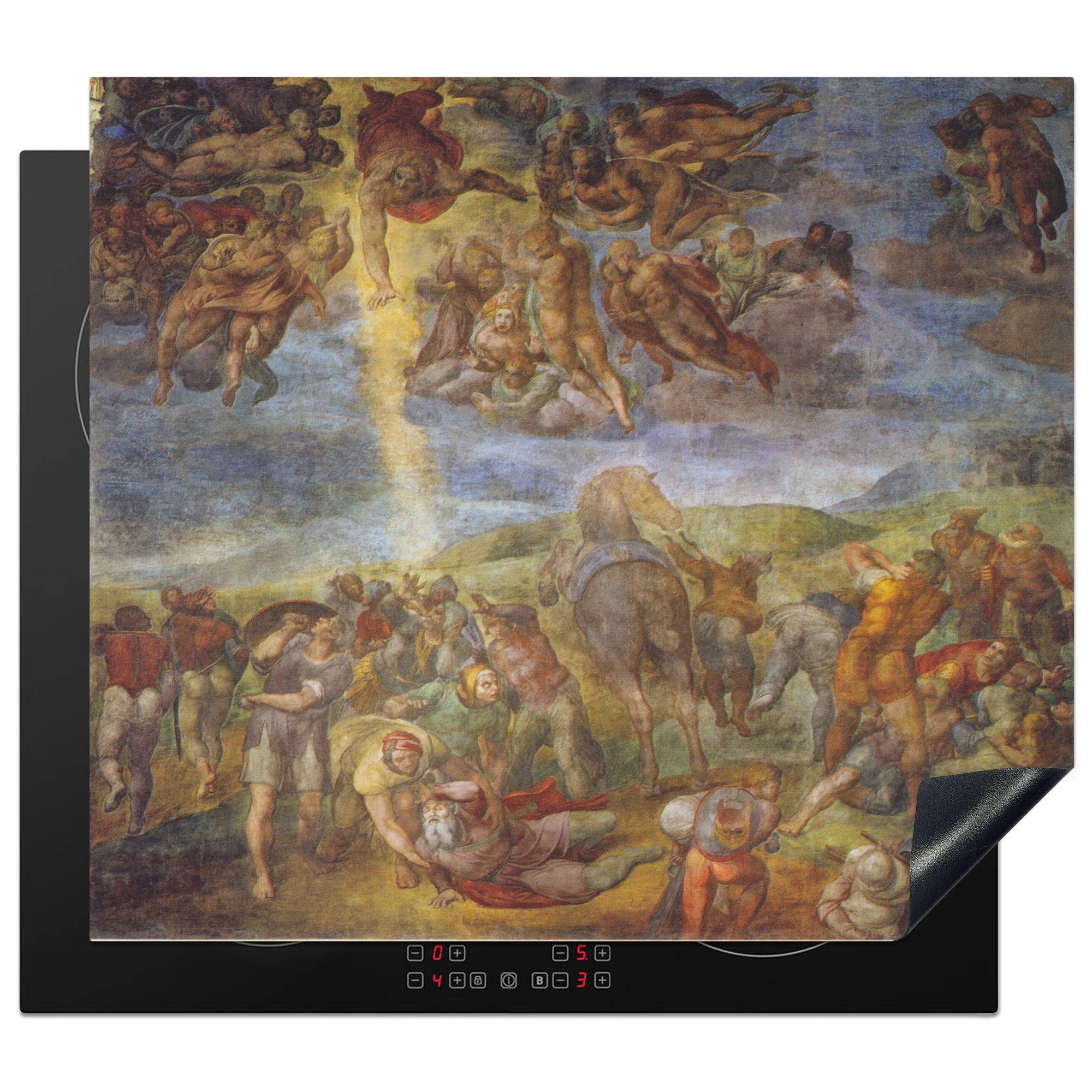 MuchoWow Herdblende-/Abdeckplatte Die Bekehrung des Paulus - Gemälde von Michelangelo, Vinyl, (1 tlg), 60x52 cm, Mobile Arbeitsfläche nutzbar, Ceranfeldabdeckung