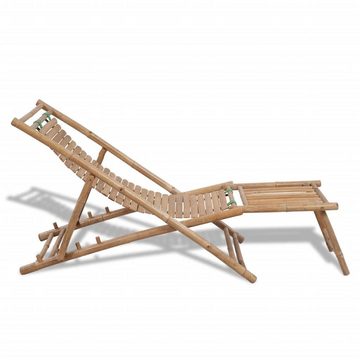 vidaXL Gartenlounge-Sessel Garten-Liegestuhl mit Fußablage Bambus Gartenliege Sonnenliege