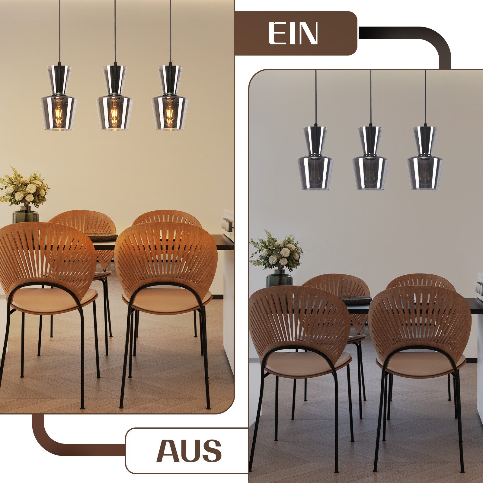 ZMH Pendelleuchte Esszimmer 1/3 Flammig E27 günstig online kaufen