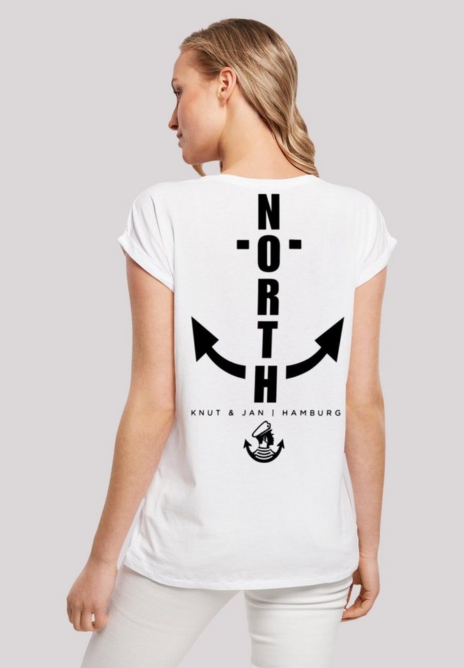 F4NT4STIC T-Shirt North Anchor Knut & Jan Hamburg Print, Das Model ist 170  cm groß und trägt Größe M