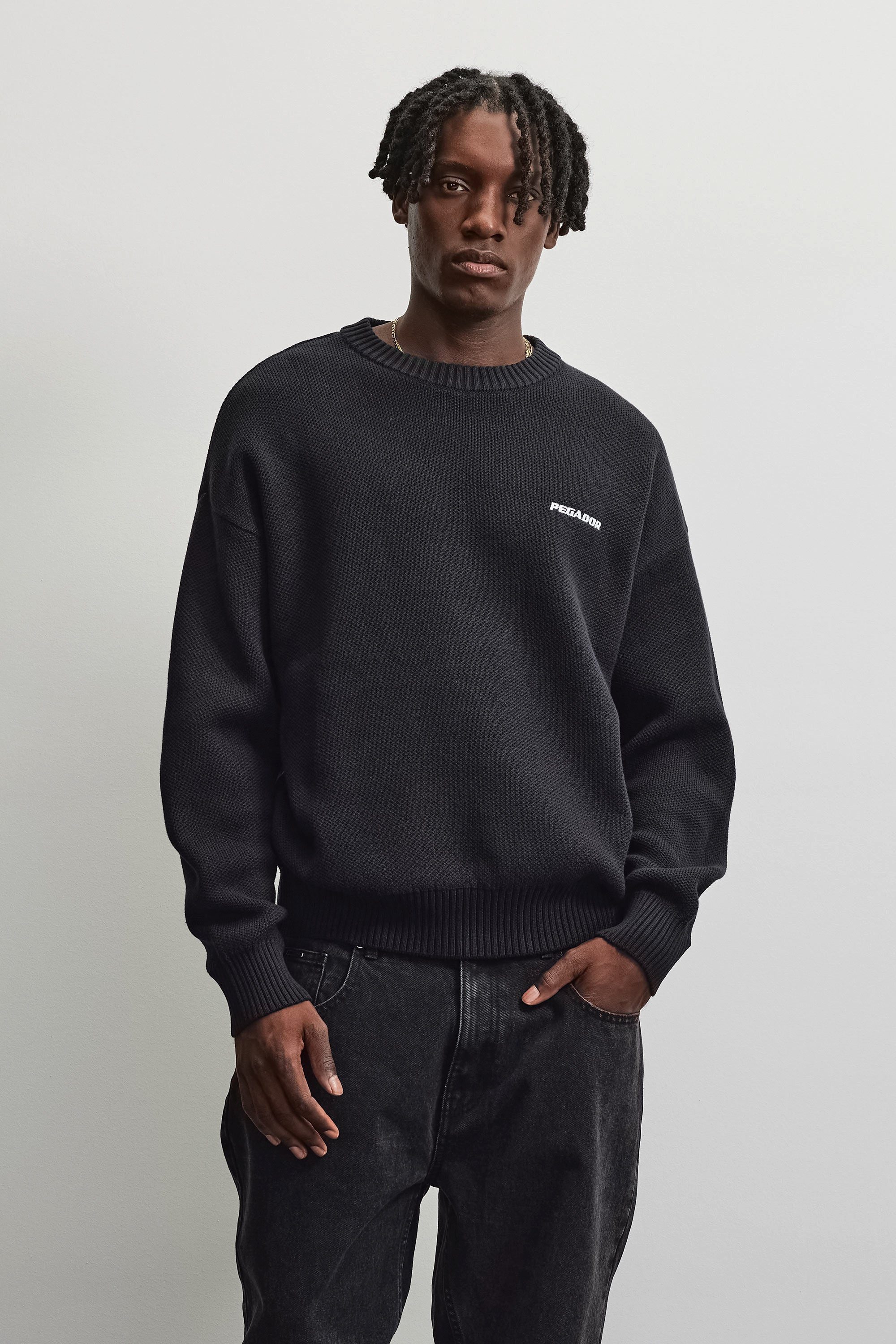 PEGADOR Rundhalspullover Logo Oversized Knit Sweater Baumwollmischung, oversize