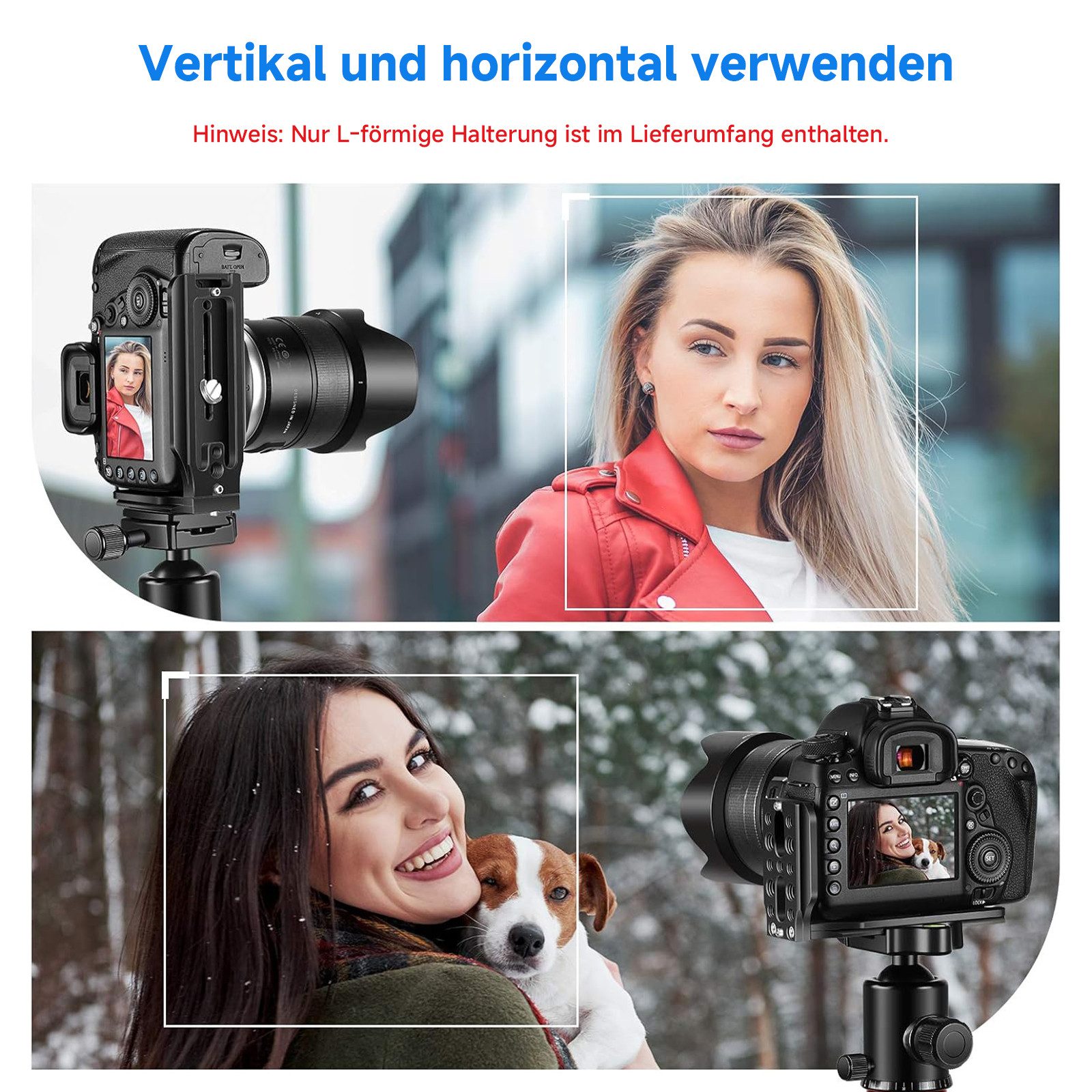 Neewer Kamerahalterung LB-NA1 L-Halterung Arca Swiss kompatibel vertikal, (Packung, LochmaB Befestigung:1/4)