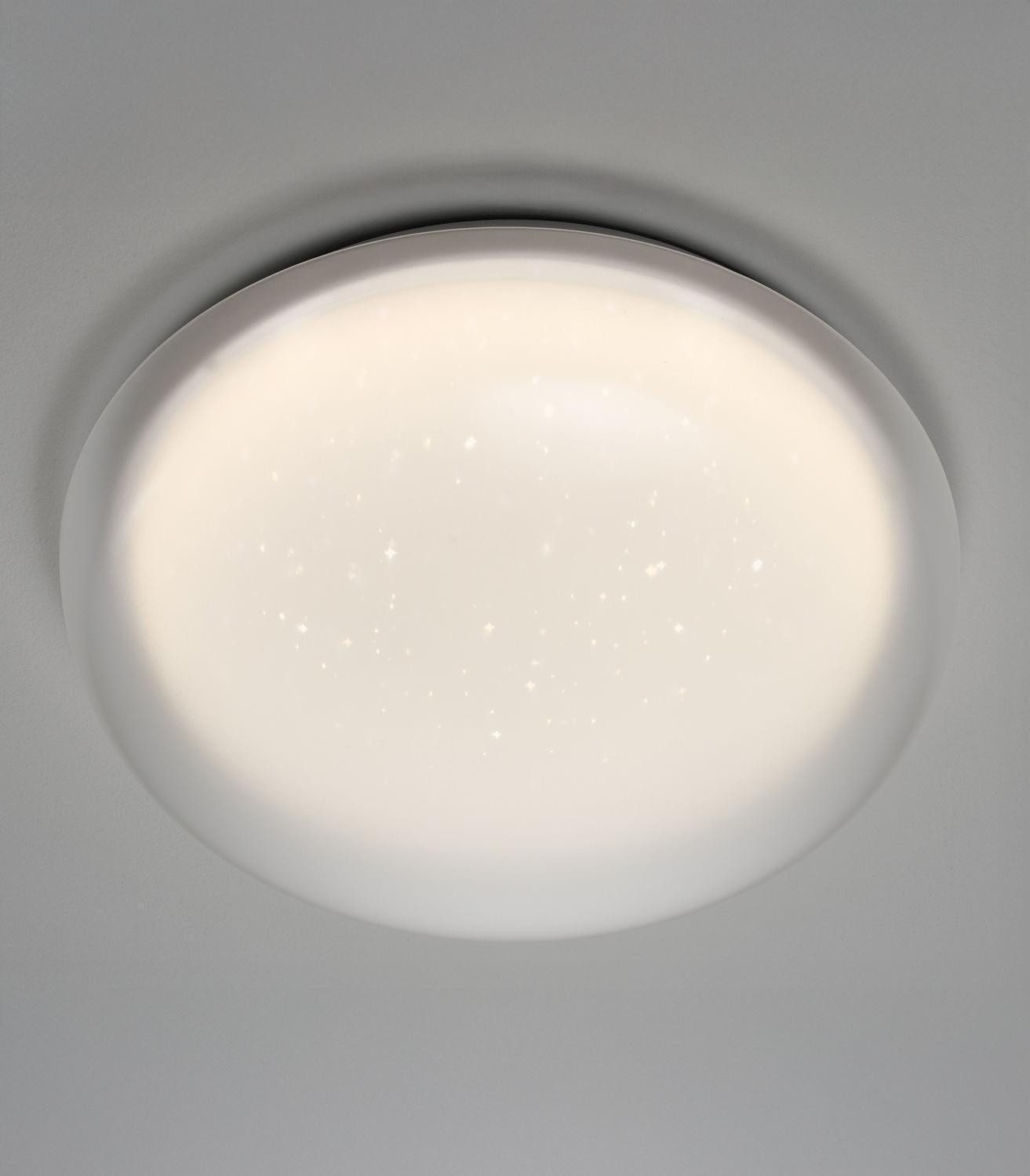casa NOVA LED Deckenleuchte JANN, Weiß, Kunststoff, Ø 40 x H 10 cm, Sternenhimmel, LED fest integriert, Extra-Warmweiß, Anpassung der Farbtemperatur