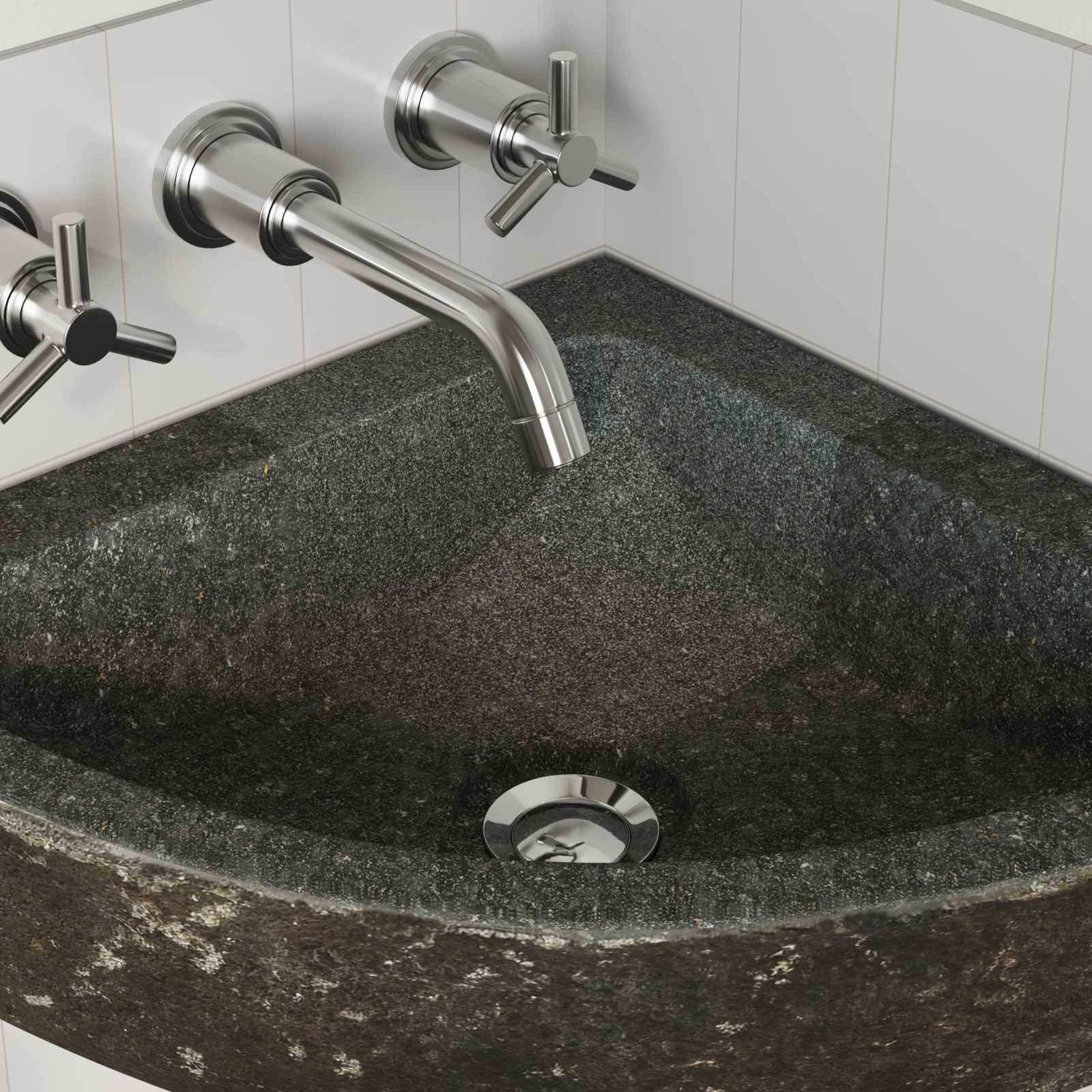 vidaXL Waschbecken Waschbecken Grau (38-45) x (38-45) x 12 cm Flussstein (1-St)