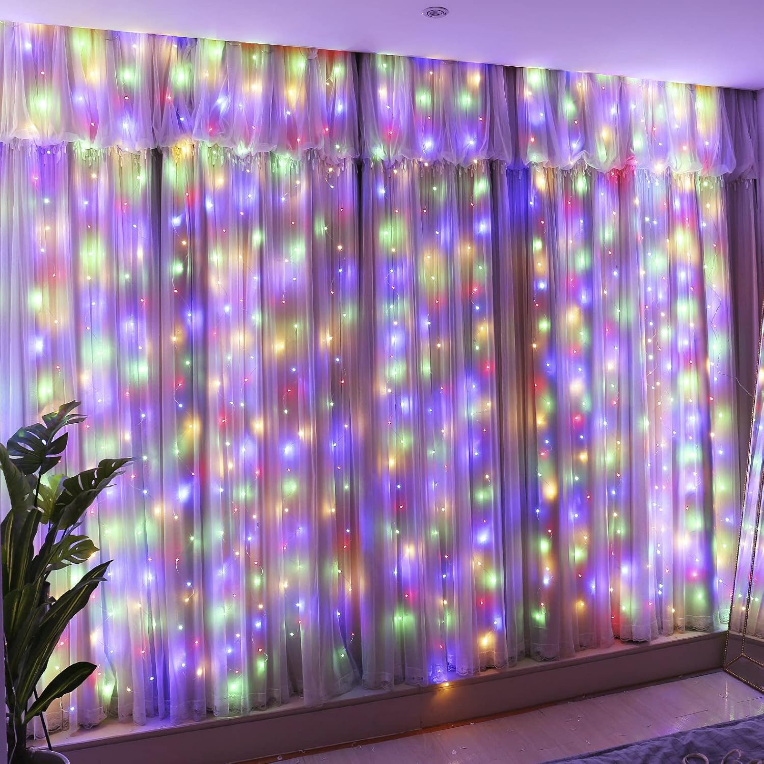 Qualra LED-Lichtervorhang 2Mx2M 192LEDs Lichtervorhang Innen günstig online kaufen