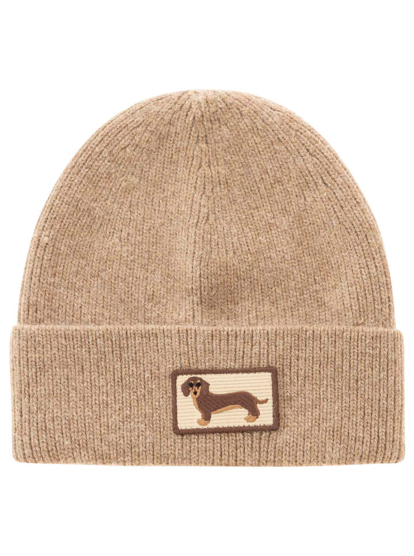 Zwillingsherz Beanie "Dog Patch" mit süßem Dackelmotiv und Wollanteil günstig online kaufen