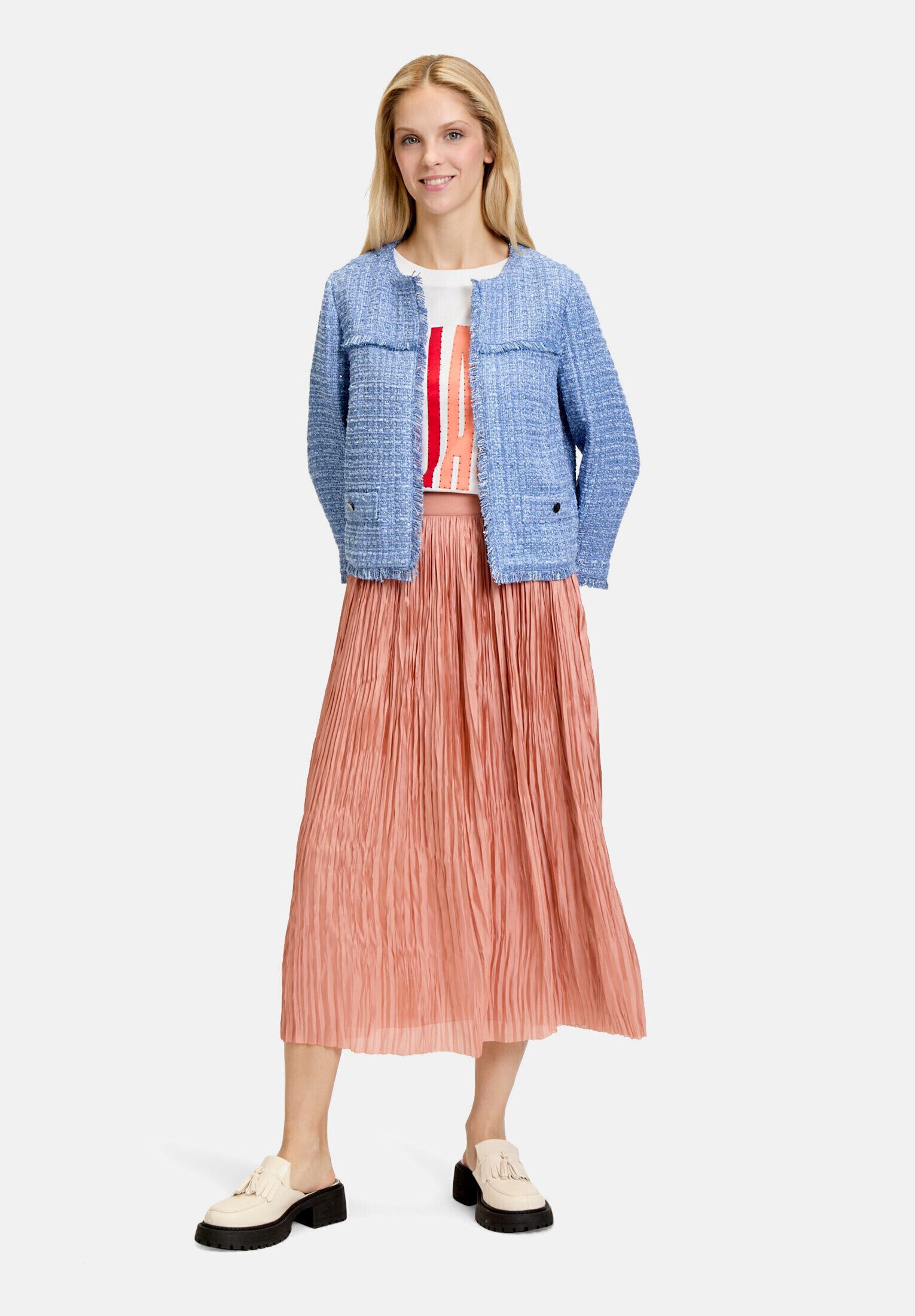 Cartoon Midirock Damen mit offenem Saum Material