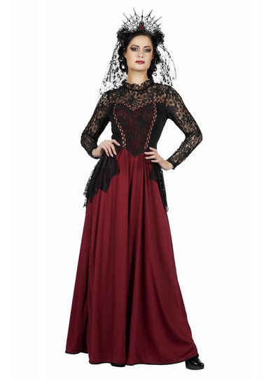 Metamorph Kostüm Gothic Vampir Lady Kostüm, Elegant und düster: bodenlanges Kleid mit floralem Spitzenoberteil