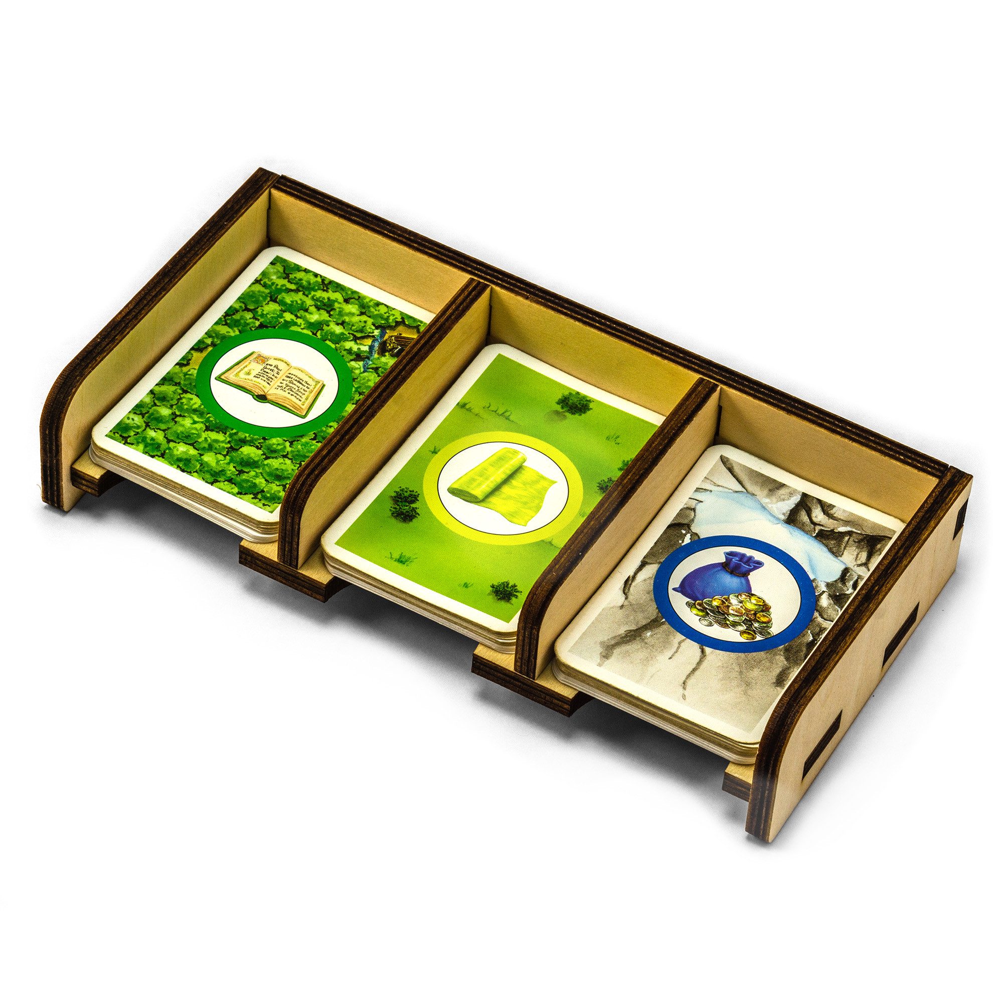 Waldfelsen Spiel – Spielkartenhalter Holz Organizer passend für Die Siedler von Catan, Spielmaterial, Verschiedene Größen