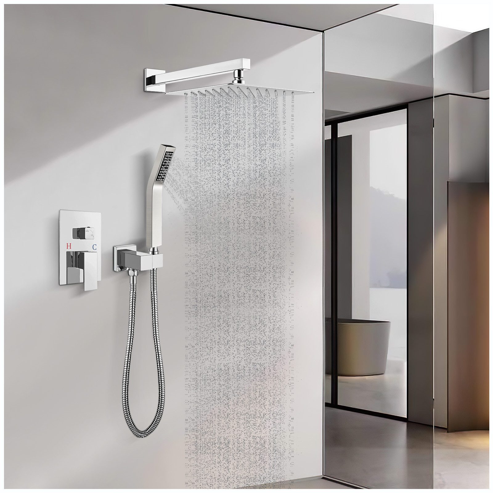 XERSEK Duschsystem Edelstahl Komplettset Duscharmatur Set, Unterputz Duschs günstig online kaufen