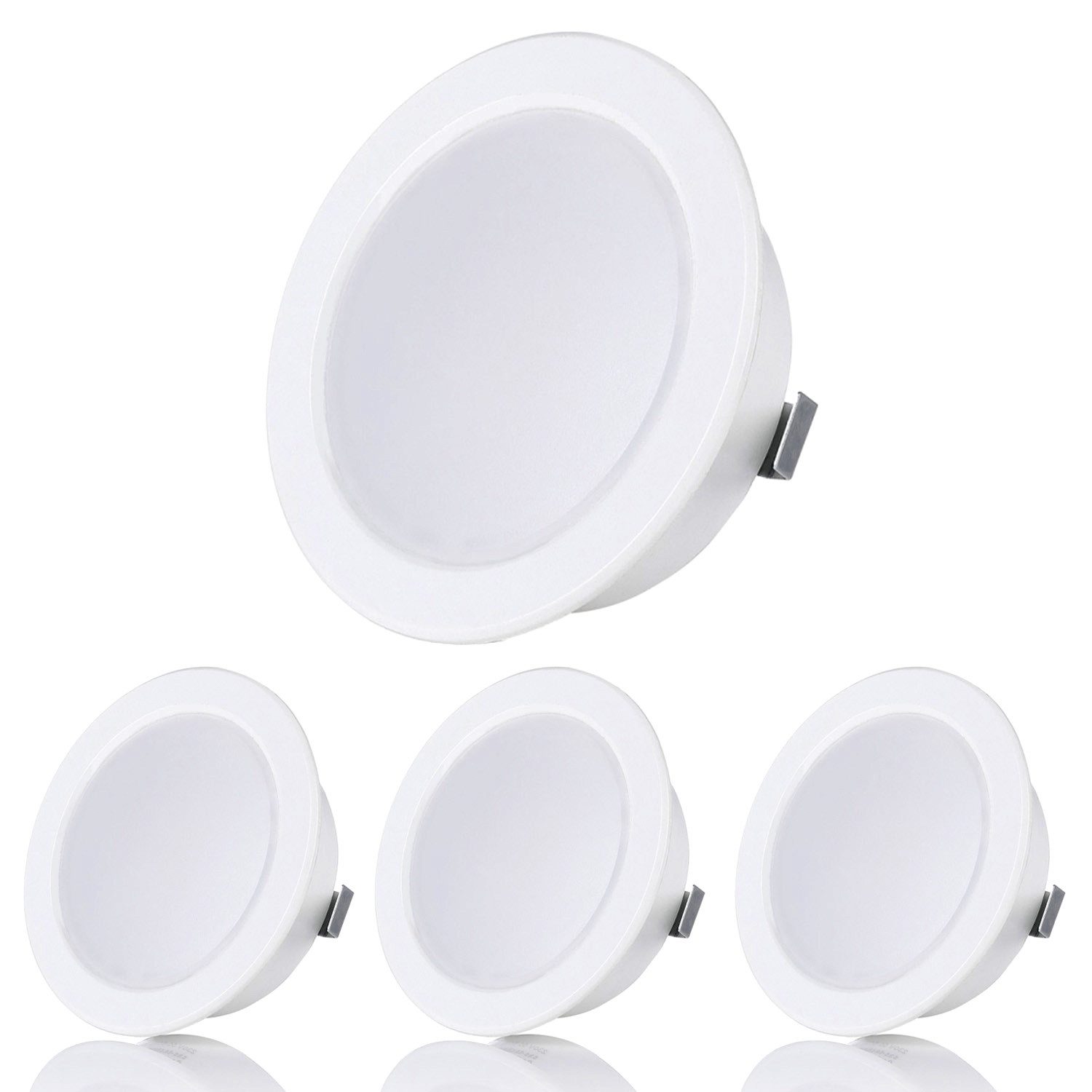 Sweet LED LED Einbaustrahler 4er Set Möbel Einbaustrahler IP44 Bad 3,5W weiß 230V flach warmweiß, LED fest integriert, 3000 K, Deckenspots, Deckenstrahler,Einbauleuchten