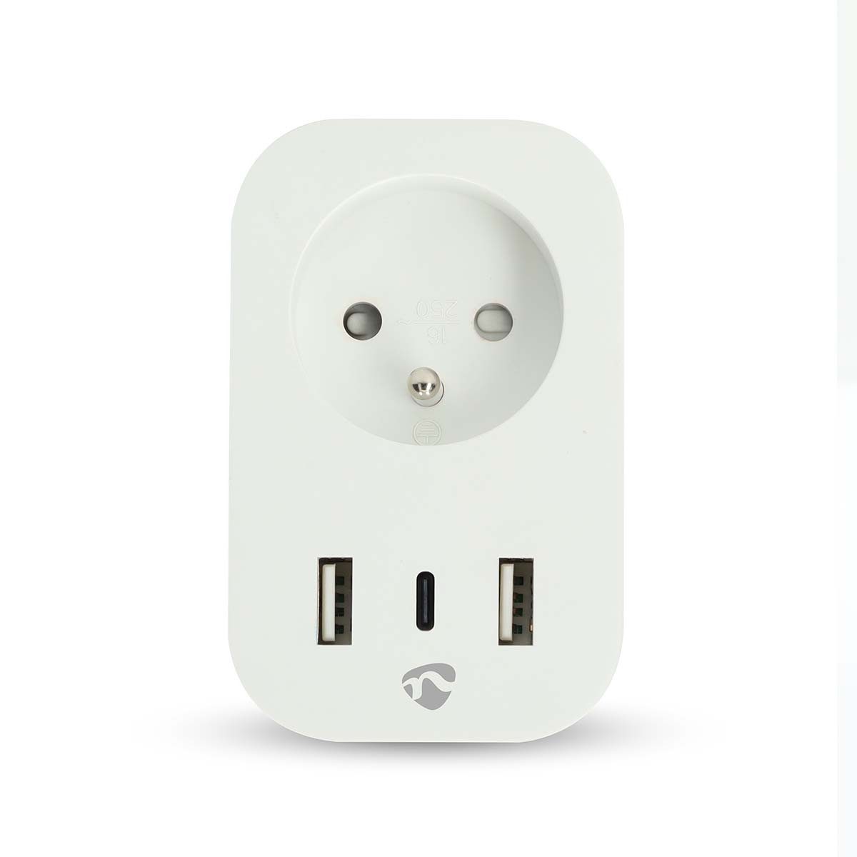 Nedis Energiekostenmessgerät WIFIP151EWT, 1-tlg., Wi-Fi-Steuerung, USB-C, Zeitplanfunktion, Leistungsmesser für Zuhause