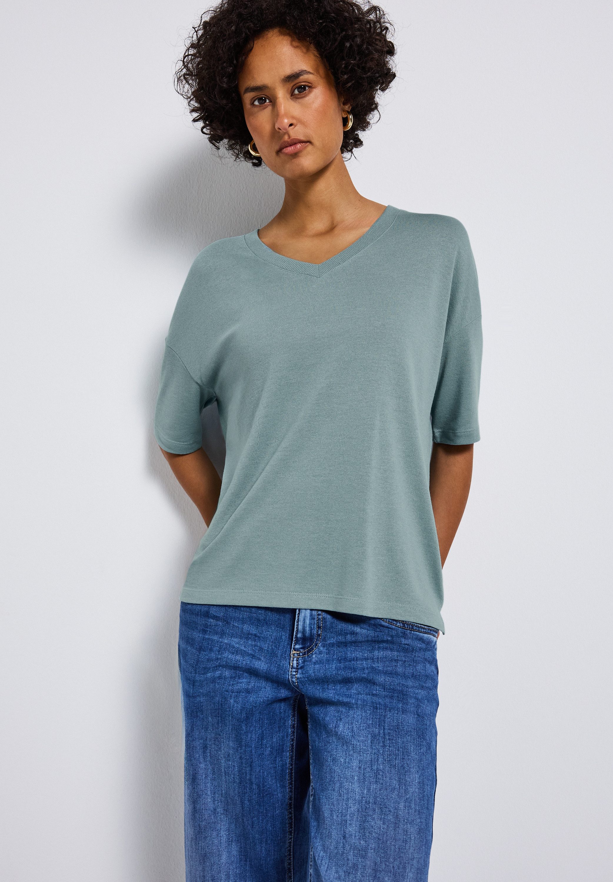 STREET ONE T-Shirt mit V-Ausschnitt und günstig online kaufen