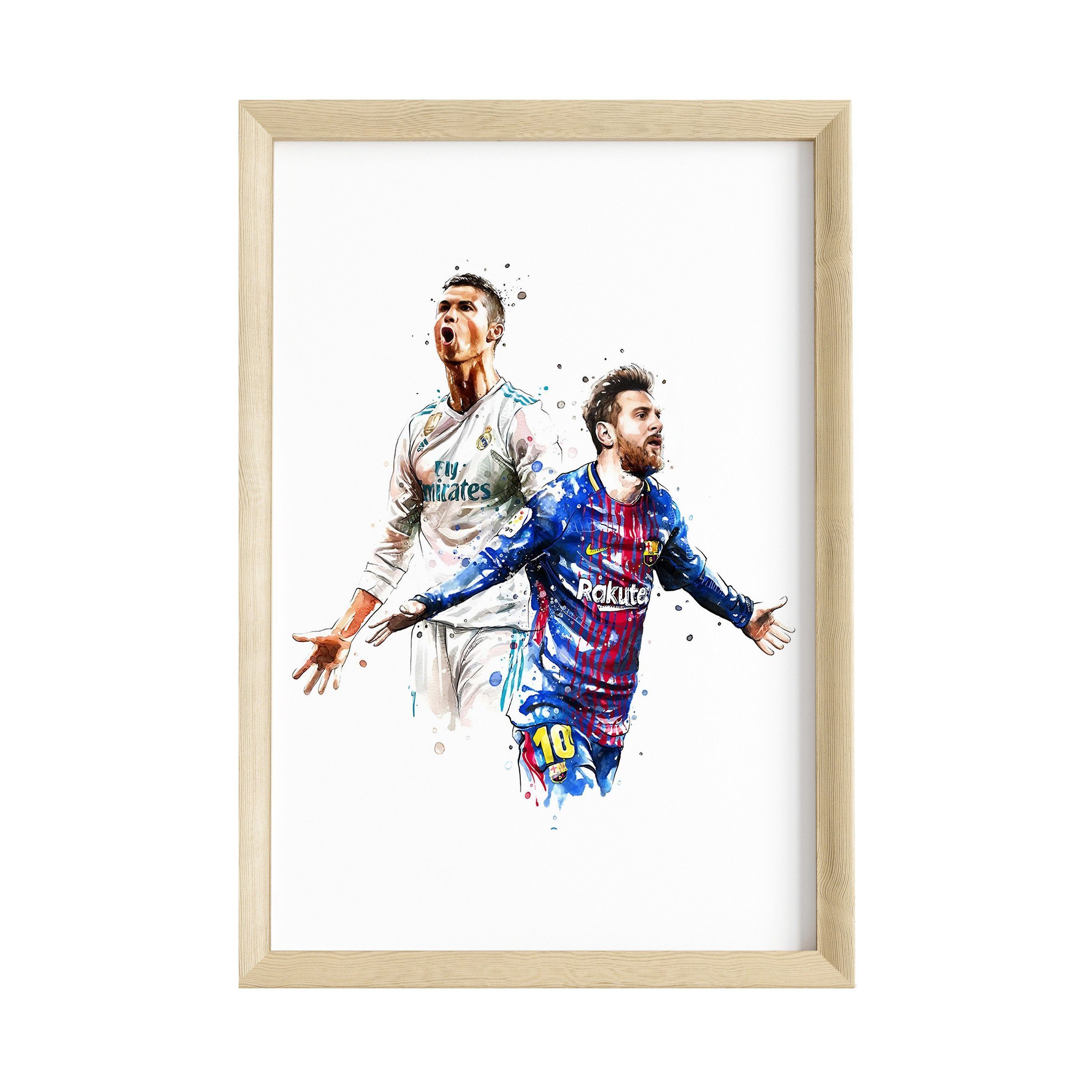 JUSTGOODMOOD Poster Premium ® Ronaldo Messi Fußball Poster · Wasserfarben · günstig online kaufen