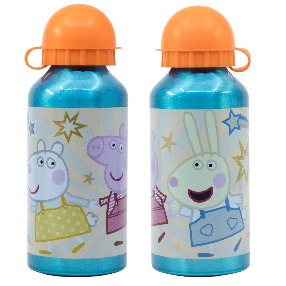 Trinkflasche Peppa Pig Wutz Aluminium Sportflasche Wasserflasche Flasche 400 ml