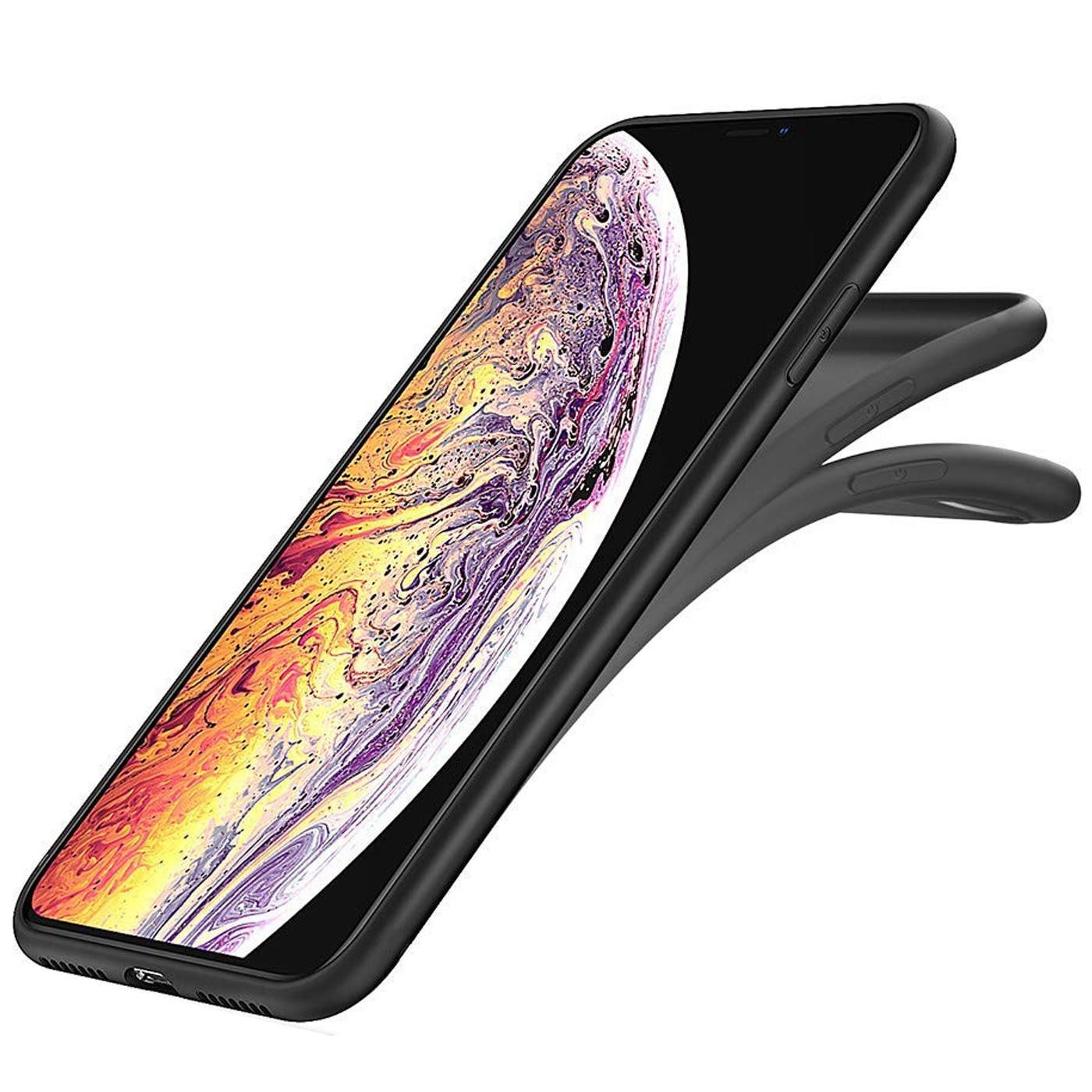 CoolGadget Handyhülle Handy Schutzhülle für Apple iPhone X / XS matt schwarz 5,8 Zoll, Silikon TPU Hülle Schutz Tasche Cover schlicht Slim Case – Bild 4 von 5