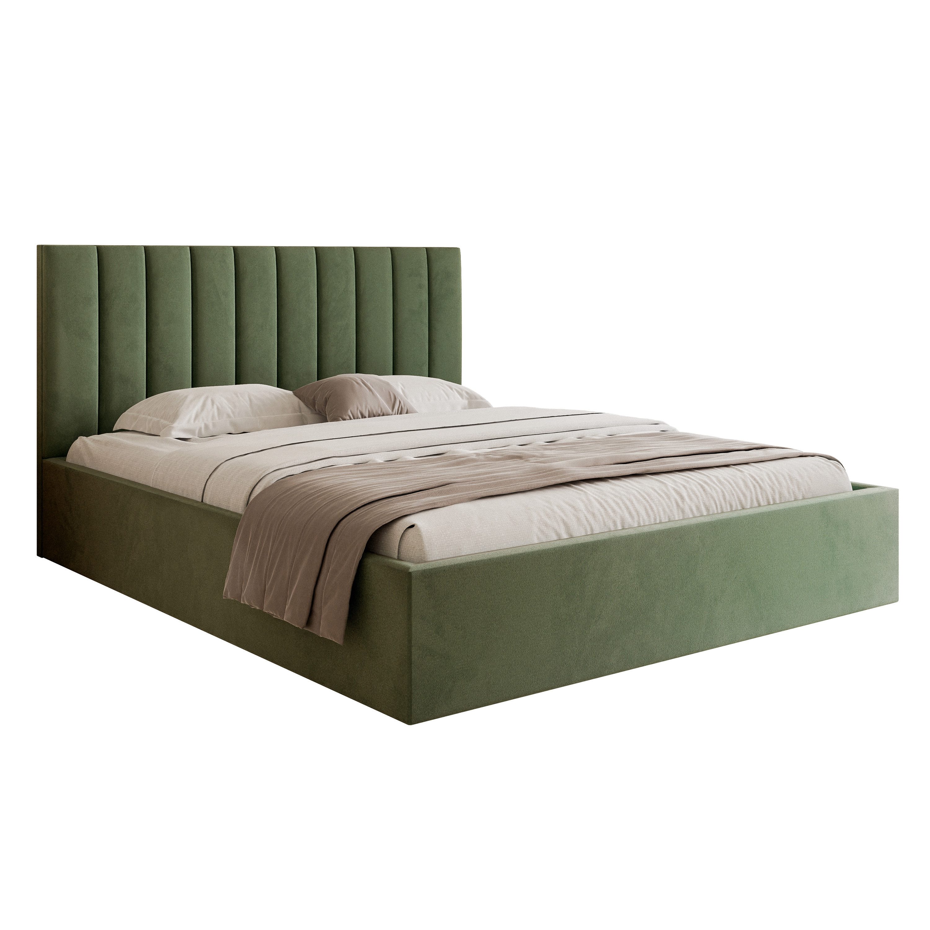 Goldstoff Polsterbett Modernes Bett mit Stauraum günstig online kaufen