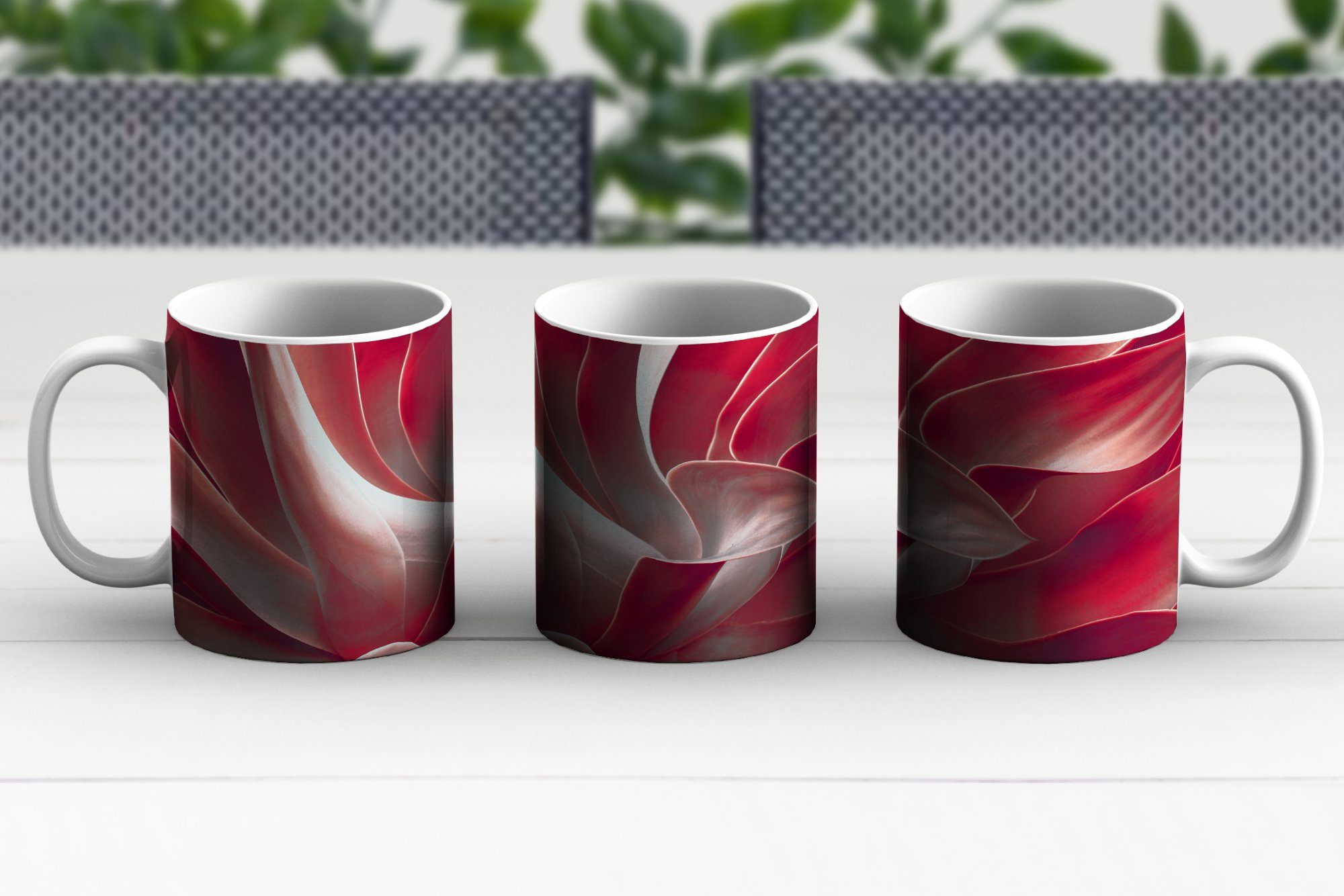 - Geschenk Becher, - Blätter Keramik, Stilleben Pflanze - Rosa, MuchoWow Teetasse, Kaffeetassen, Tasse Teetasse,