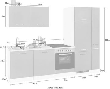 HELD MÖBEL Küchenzeile Visby, ohne E-Geräte, Breite 270 cm für Kühlschrank