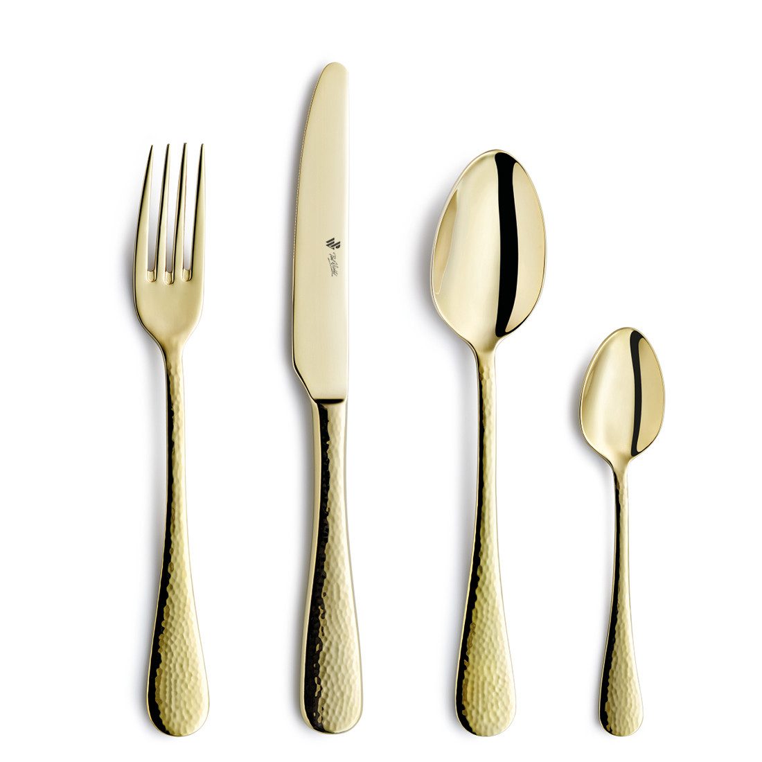 Paul Wirths Besteck-Set RONDO (24-tlg), 18/10 13/0, PVD champagner, gehämmert