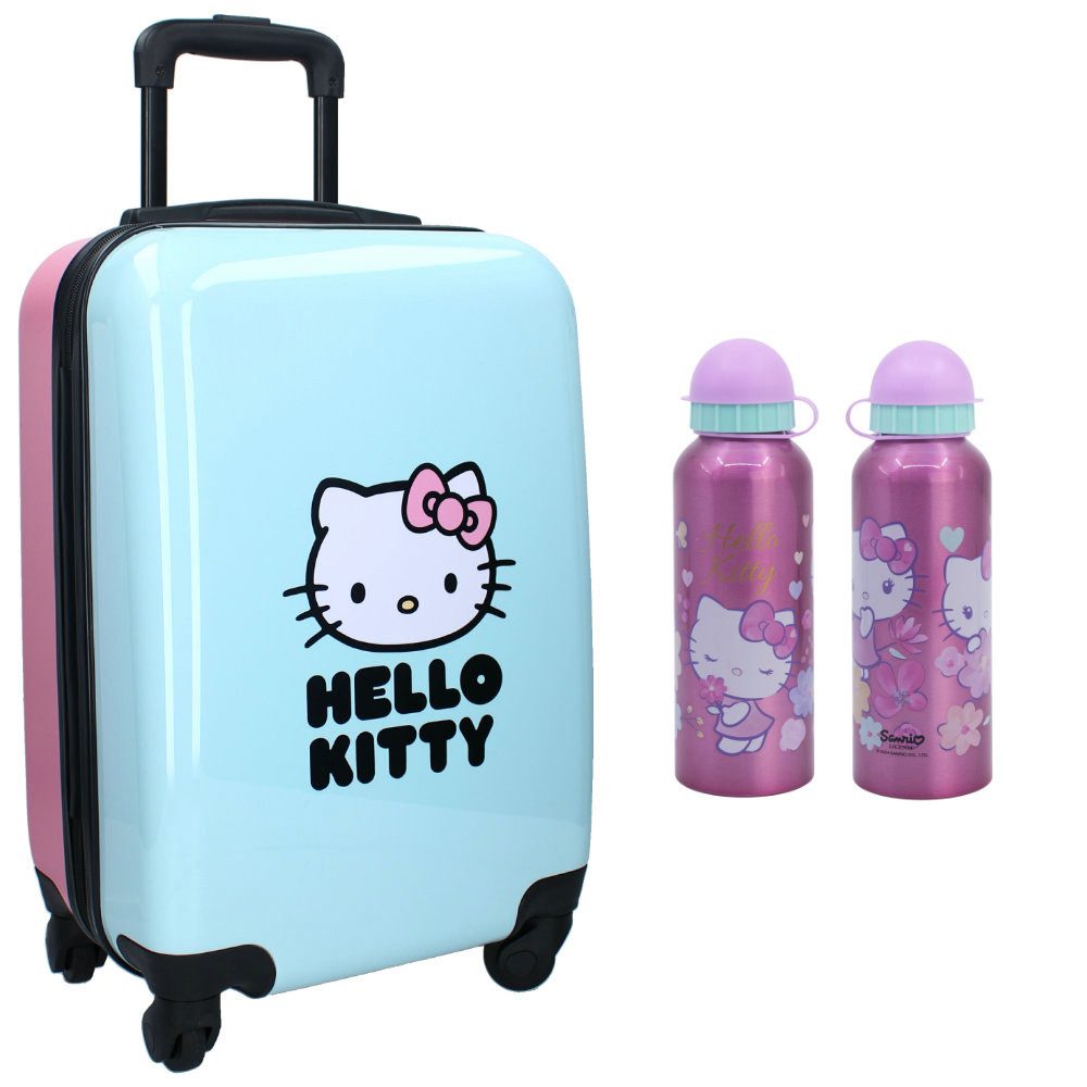 Hello Kitty Trolley Hello Kitty 2 tlg. Set Trolley Чемоданы Reisekoffer Alu Trinkflasche, 4 Rollen