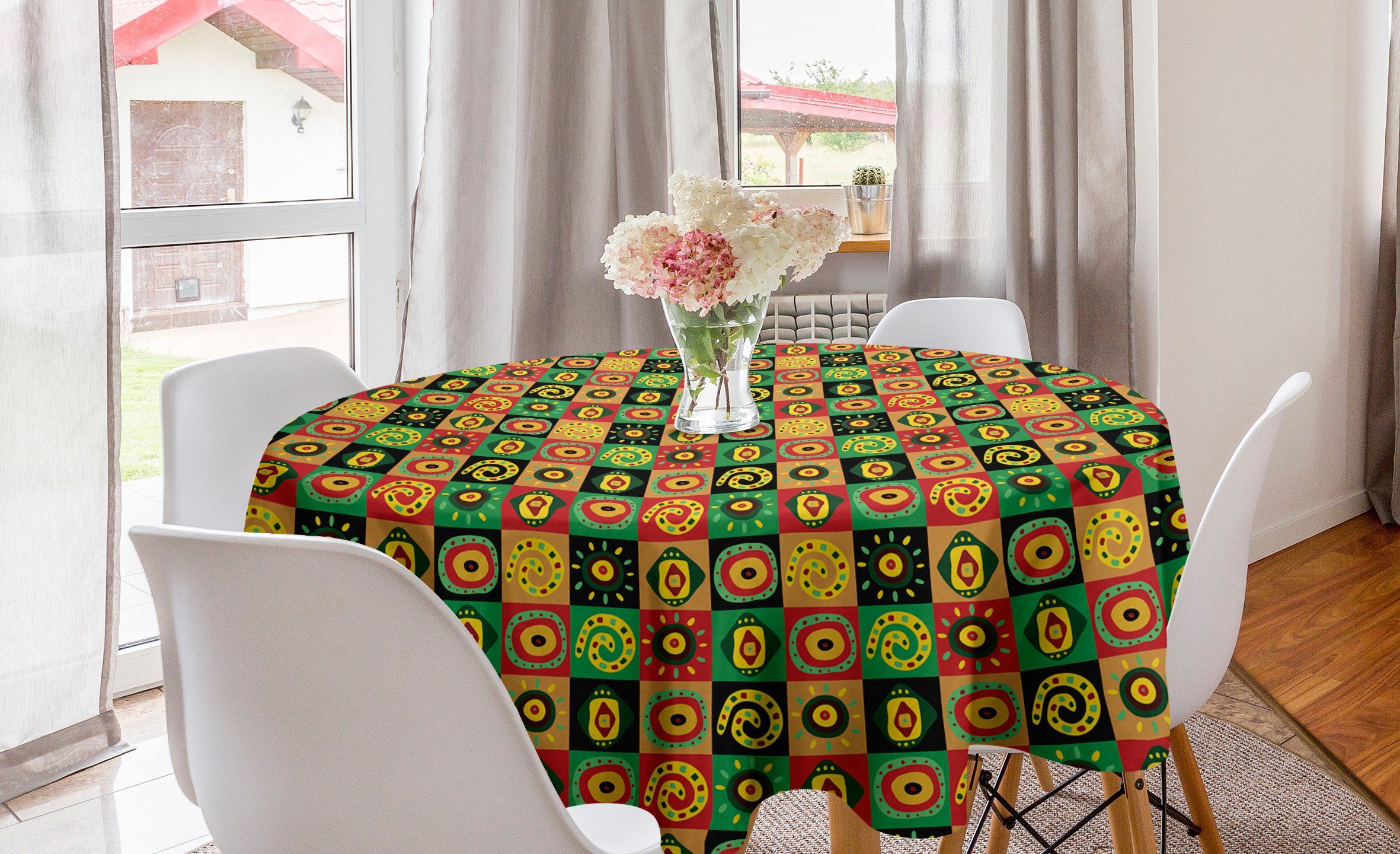 Abakuhaus Tischdecke Kreis Tischdecke Abdeckung für Esszimmer Küche Dekoration, afrikanisch trippy
