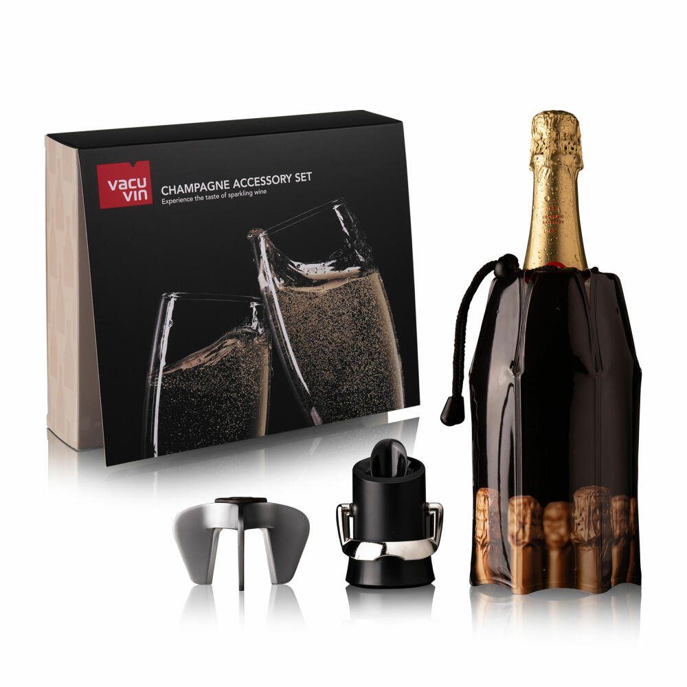 Sektkühler Champagner Accessoire Geschenkset 3-tlg.