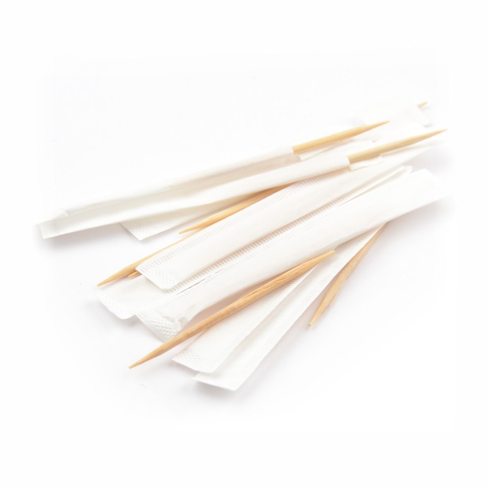 in Bambus, Stück aus poliert 1000 mm), rund, gehüllten, 2 (2 Zahnstocher Papier mm Einweggeschirr-Set Spitzen, gehüllt 65 einzeln